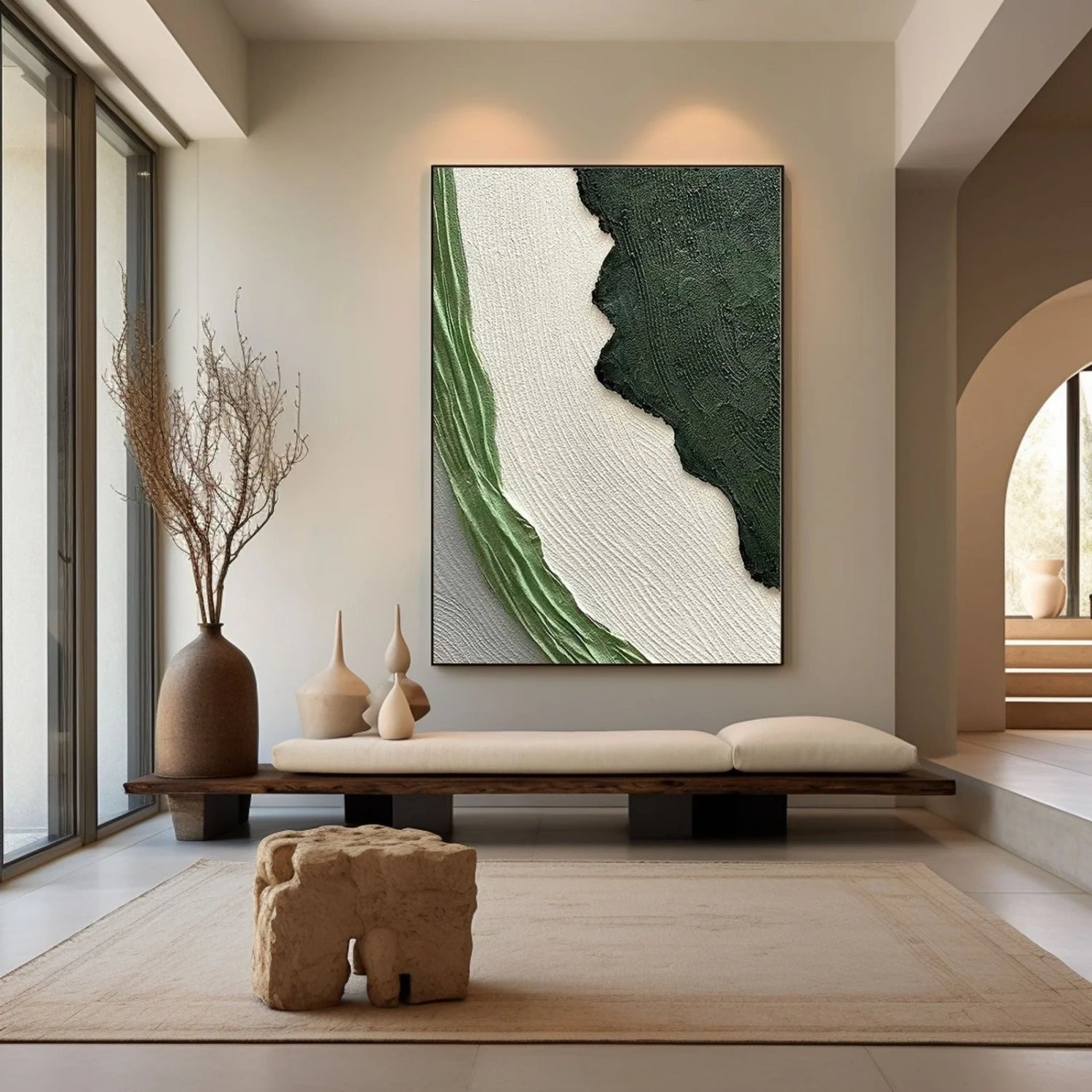 Blue & Green Abstract Wall Art Print #BG113 - Modern Canvas Painting for Living Room, Bedroom & Office Decor
