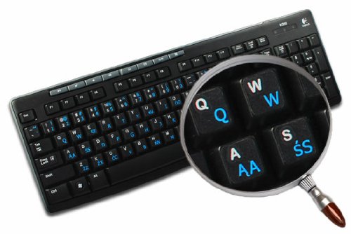 Polish Programmer Keyboard Labels - Blue Lettering for Coding & Gaming