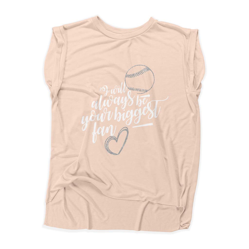 NanyCrafts Women's Flowy Muscle Tee - 'I Will Always Be Your Biggest Fan' Graphic T-Shirt | Comfortable & Stylish Casual Wear for Gym, Running, Yoga & Everyday Outfits