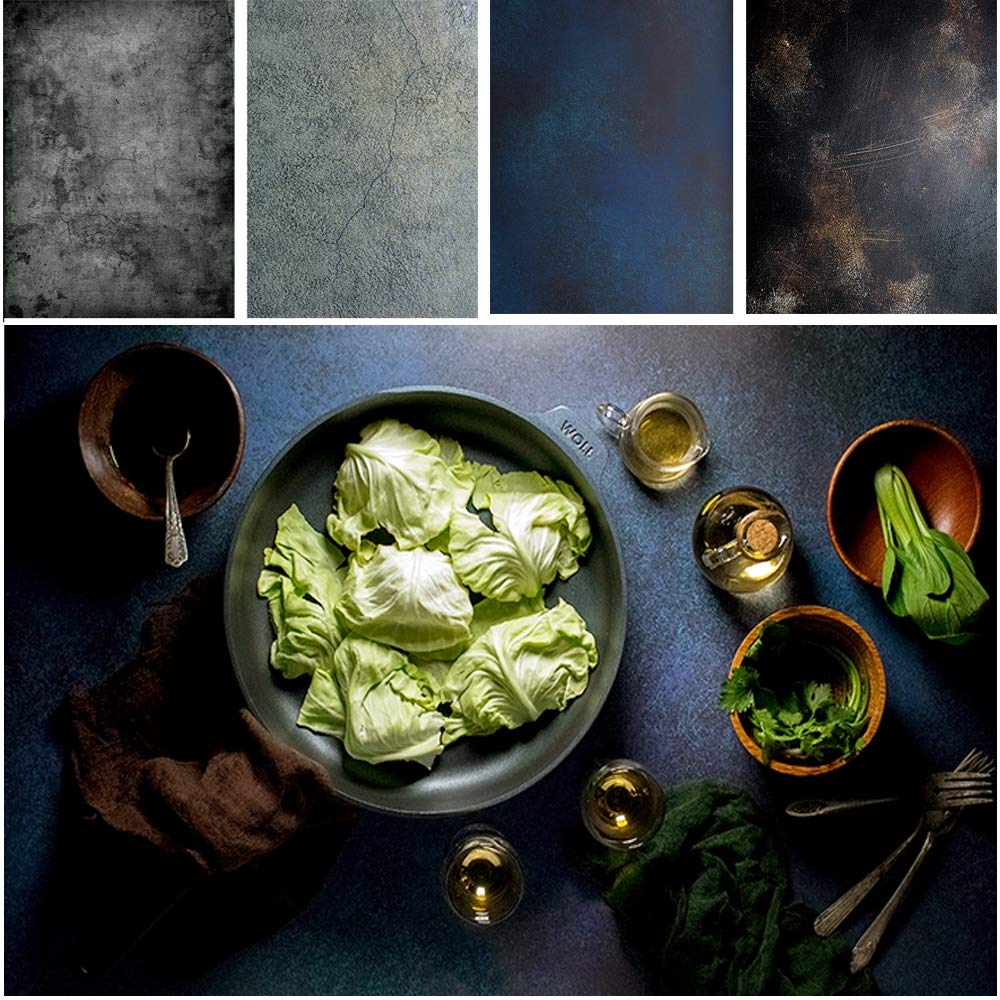 2-Pack 21x33 Inch Double-Sided Concrete Photo Backdrop for Food Photography - Flat Lay Background Paper for Tabletop Product, Blogger, Jewelry, and Instagram Video Props | Perfect for Etsy, YouTube & Social Media Content