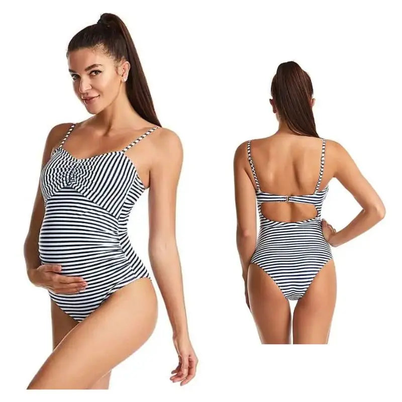 Black and White Zebra Print Maternity One Piece Swimsuit for Pregnant Women - Perfect for Beach, Pool, and Maternity Photos