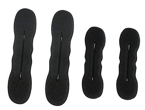 4-Piece Black Magic Hair Bun Maker Set - Foam Sponge Hair Twist Shaper, Donut Bun Former for Women & Girls (2 Large + 2 Small) - Perfect for Updos, DIY Styling, Weddings & Everyday Hair Accessories