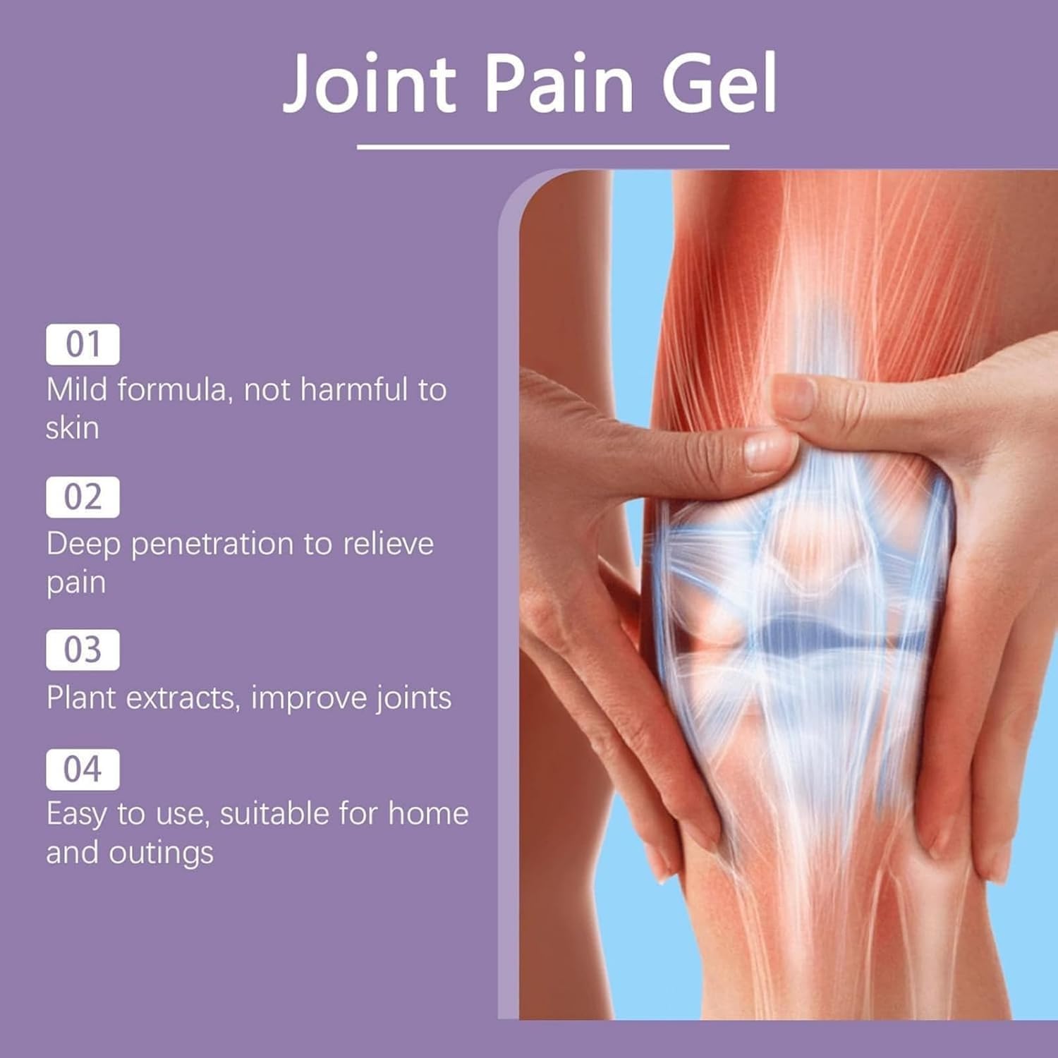 Joint Pain Relief Purple Gel - Soothing Massage Cream for Knees, Back, Neck, Hands & Feet - Fast-Acting Muscle & Arthritis Pain Relief - Perfect for Post-Workout Recovery & Daily Comfort (1 Pack)