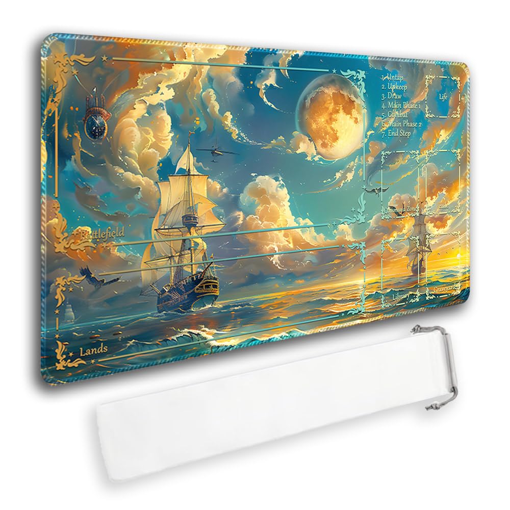 Premium MTG Playmat with Zone Markings & Non-Slip Edges - Waterproof Storage Bag Included - Perfect for Magic: The Gathering, Yu-Gi-Oh! and TCG Tournaments - Ideal for Game Nights, Card Shops & Competitive Play