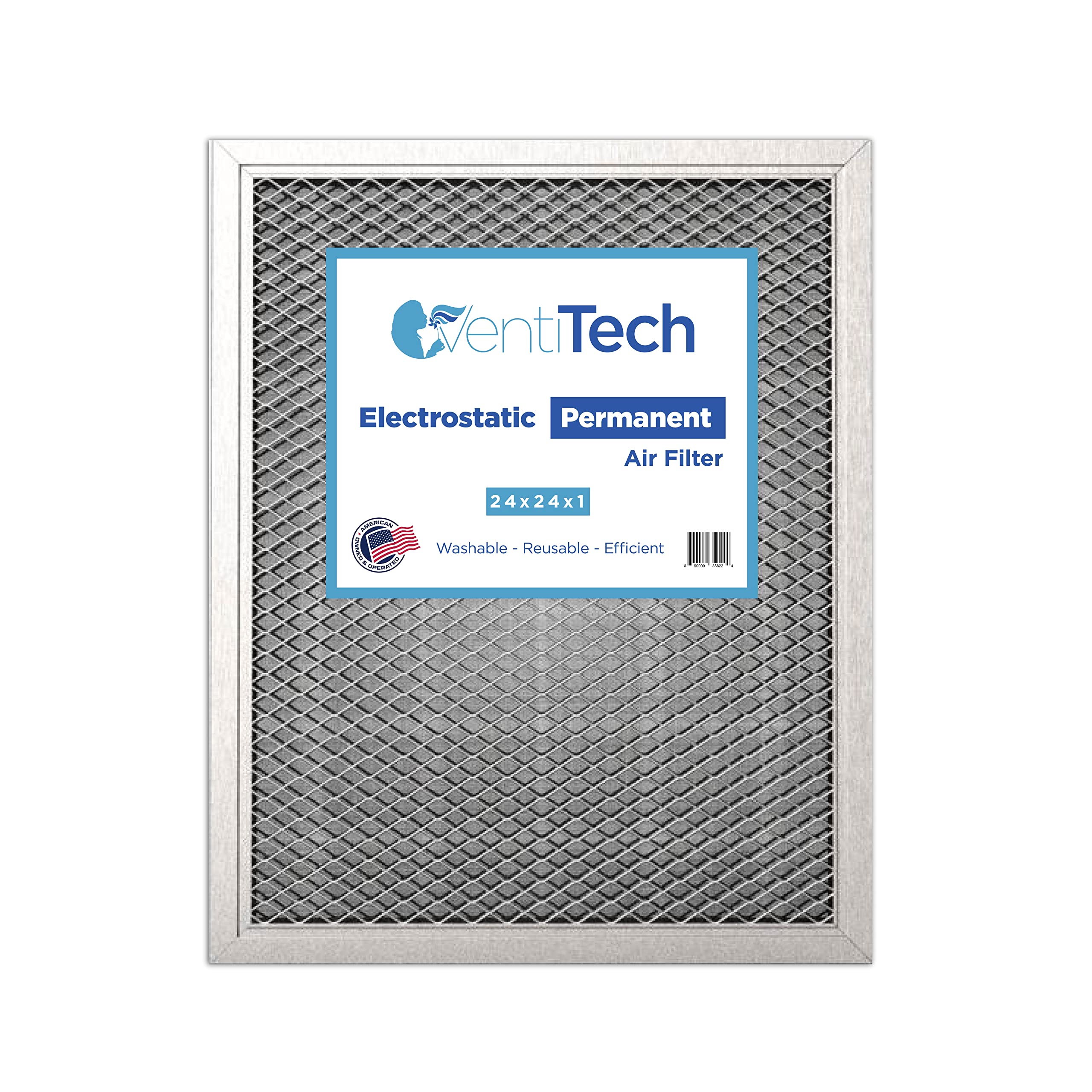 24x24x1 Washable Electrostatic Air Filter - Reusable HVAC & Furnace Filter for Cleaner Air | Perfect for Home, Office & Commercial Spaces