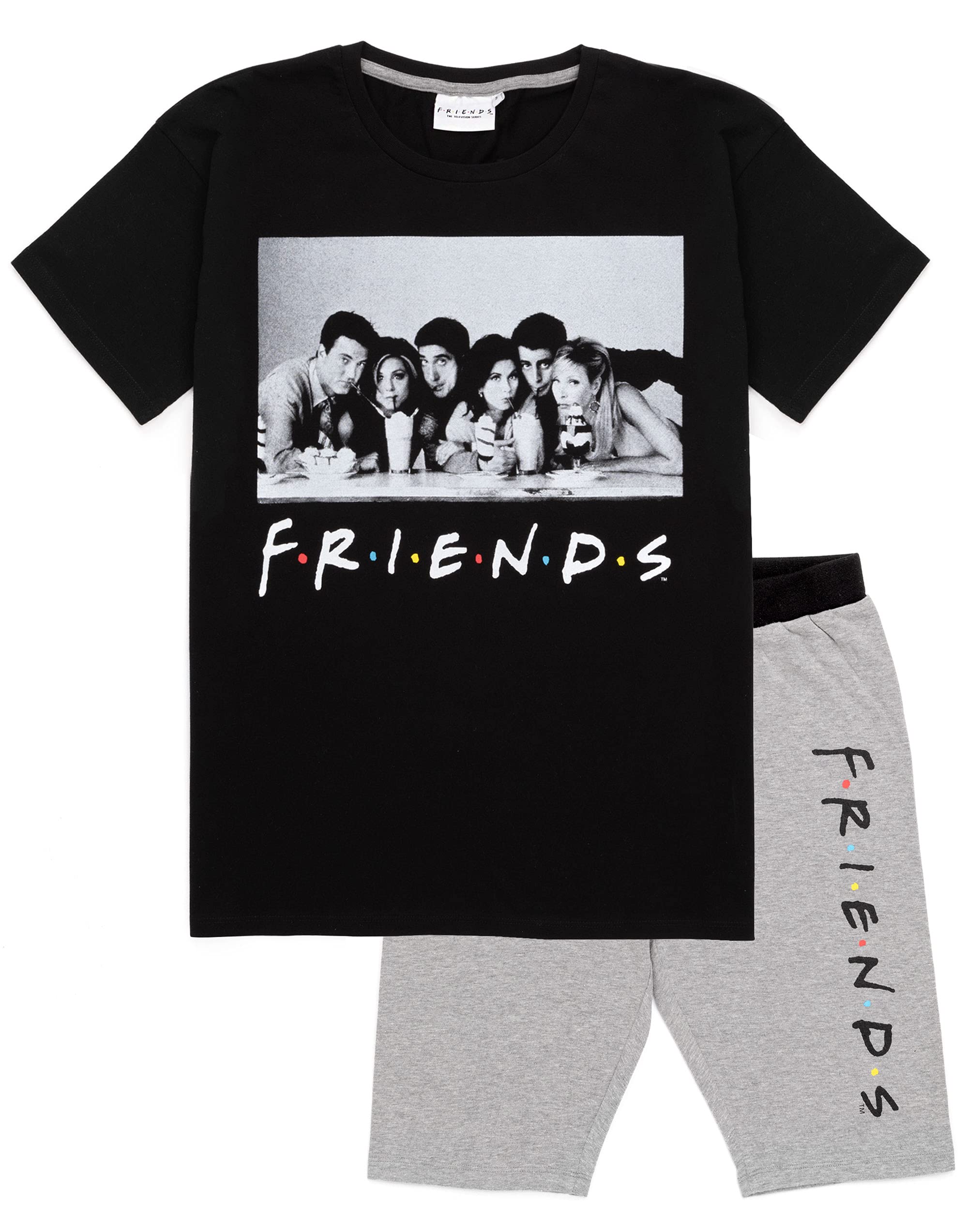 Friends TV Show Pajama Set for Women - Soft Cotton Loungewear with T-Shirt & Bike Shorts | Sleepwear, Relaxing at Home, Girls Night Out