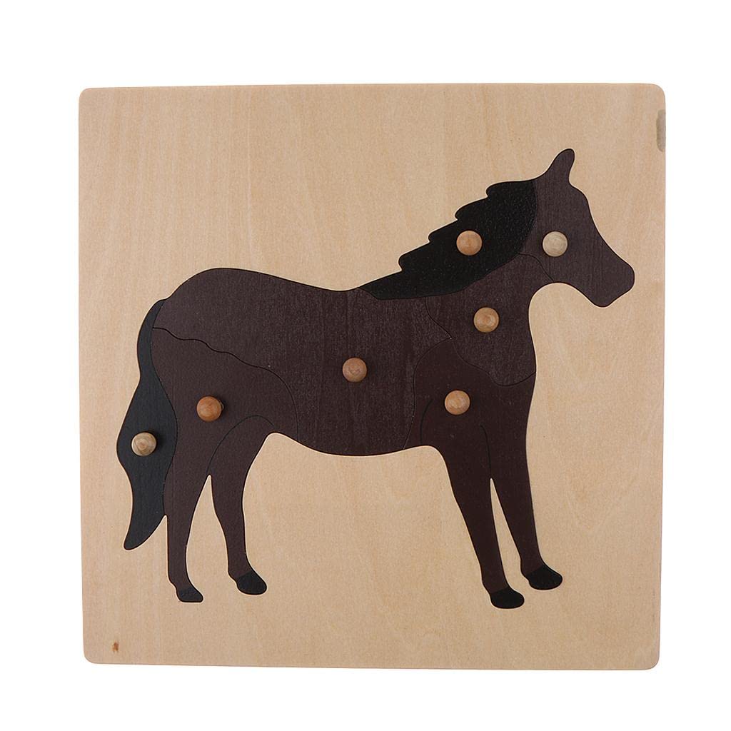 Montessori Wooden Animal Peg Puzzle Toy for Kids - Horse Jigsaw Puzzle, Educational Learning Toy for Toddlers & Preschoolers - Perfect for Classroom, Homeschooling & Pretend Play