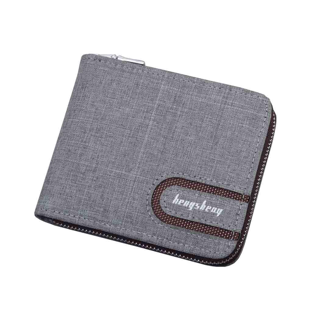 Durable Canvas Men's Wallet with Zipper & Coin Pocket - Slim Multifunctional RFID Blocking Bifold Wallet for Everyday Use, Travel & Business (Bulk Pack)