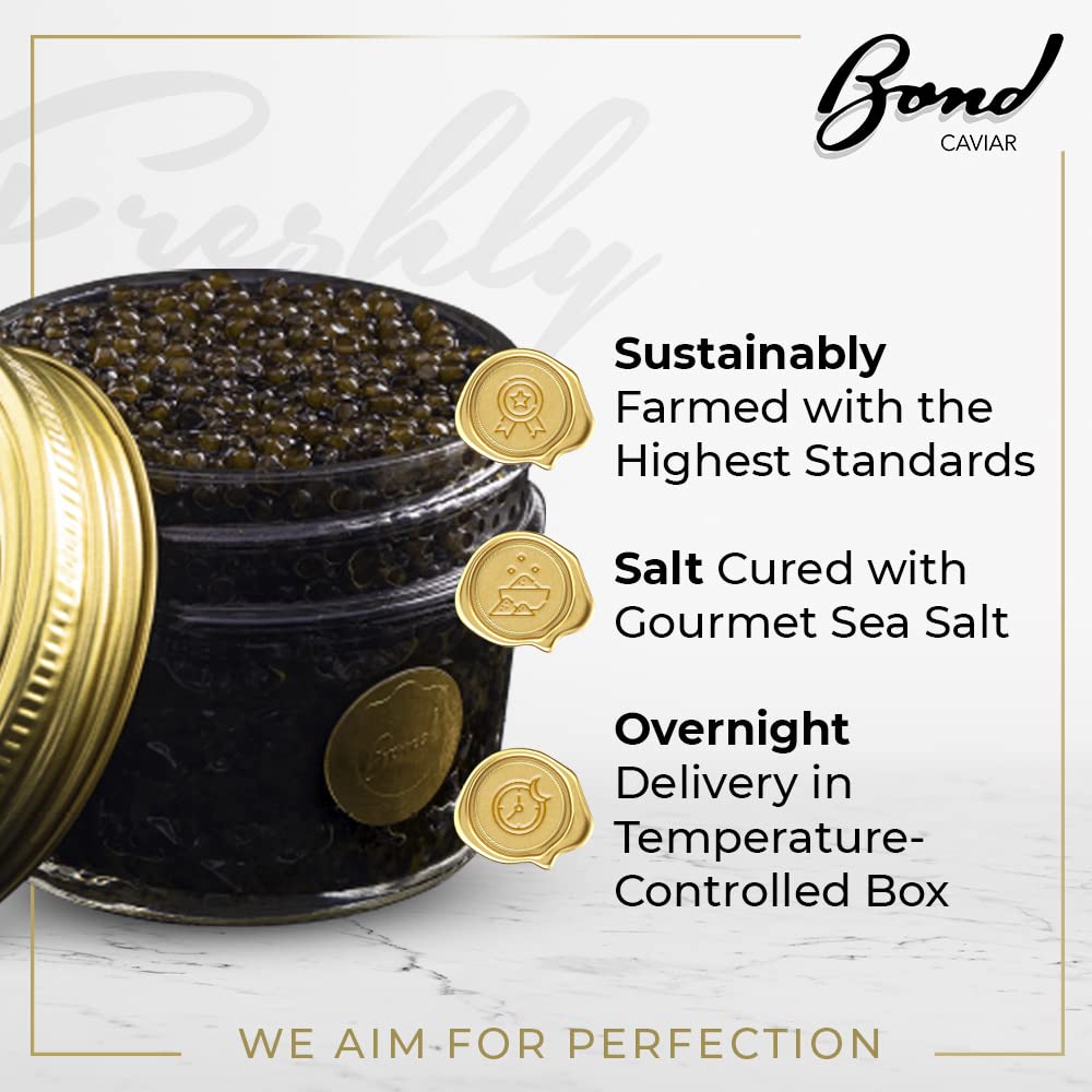 Premium Kaluga Caviar - Exquisite River Beluga Sturgeon Roe with Large Pearl Grains | 3.5oz (100g) Glass Jar | Perfect for Gourmet Dining, Luxury Gifts, Weddings & Special Events