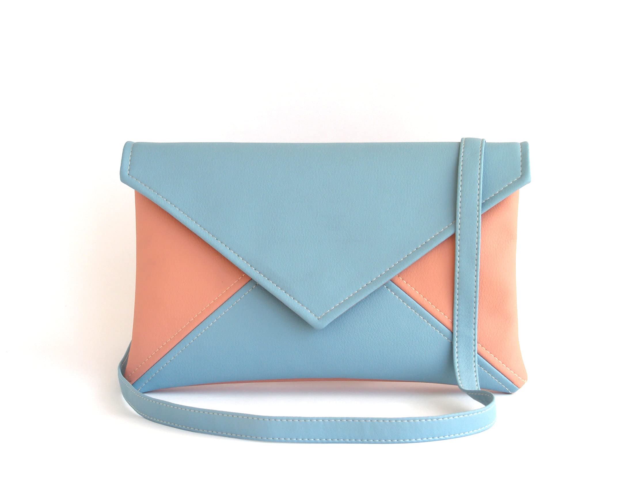Vegan Leather Clutch Bag for Women - Elegant Pink & Sky Blue Small Crossbody Purse, Perfect Gift for Her, Bridesmaid, Bride | Ideal for Weddings, Parties, Date Nights & Special Occasions