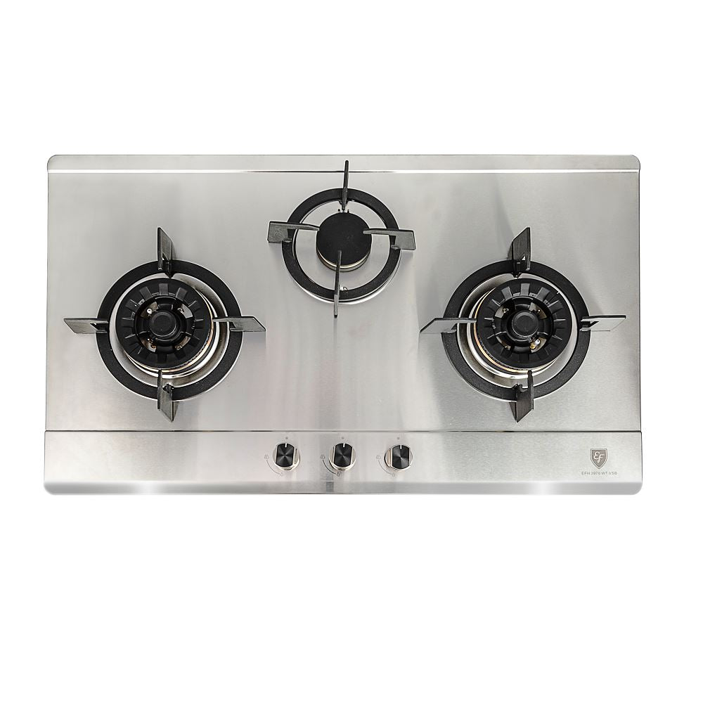 EF EFH 3976WT VSB 86cm Built-in Stainless Steel Gas Hob - 4 Burner Cooktop for Modern Kitchens, Professional Cooking & Home Use
