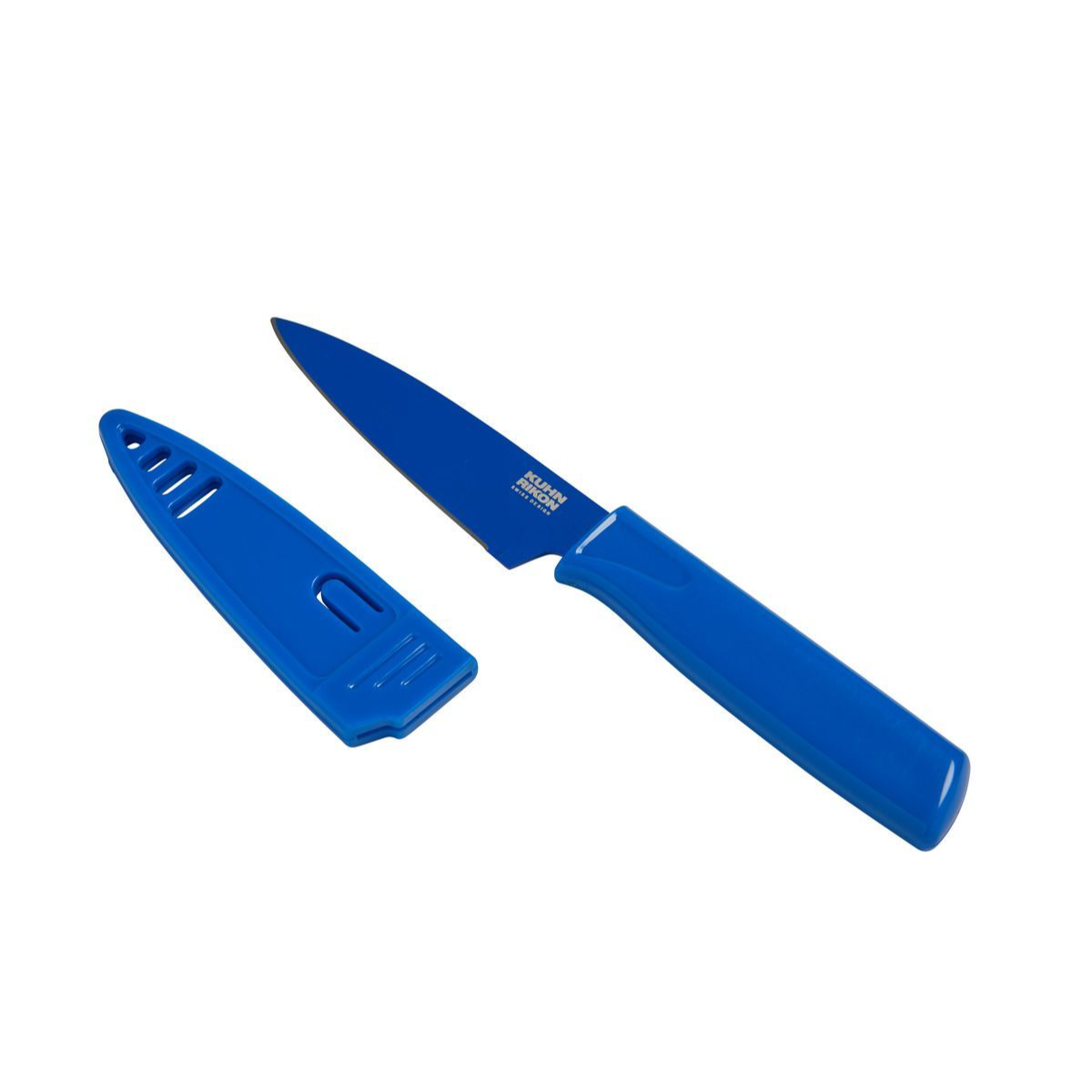 Kuhn Rikon 3.5 Inch Paring Knife - Sharp Stainless Steel Blade, Ergonomic Handle, Blue - Perfect for Peeling, Slicing, and Precision Cutting Fruits & Vegetables in Kitchen