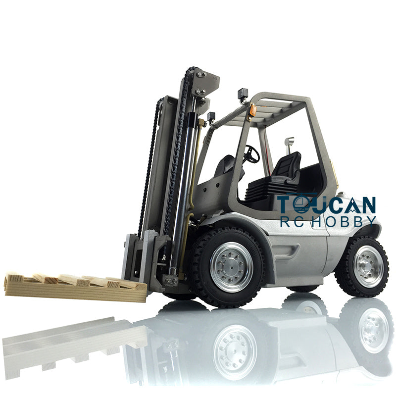 LESU 1/14 Scale RC Hydraulic Forklift Truck with ESC, Motor, Light & Sound System - Metal Wheels & Toolbox for Construction Site Simulation and Industrial Model Collection