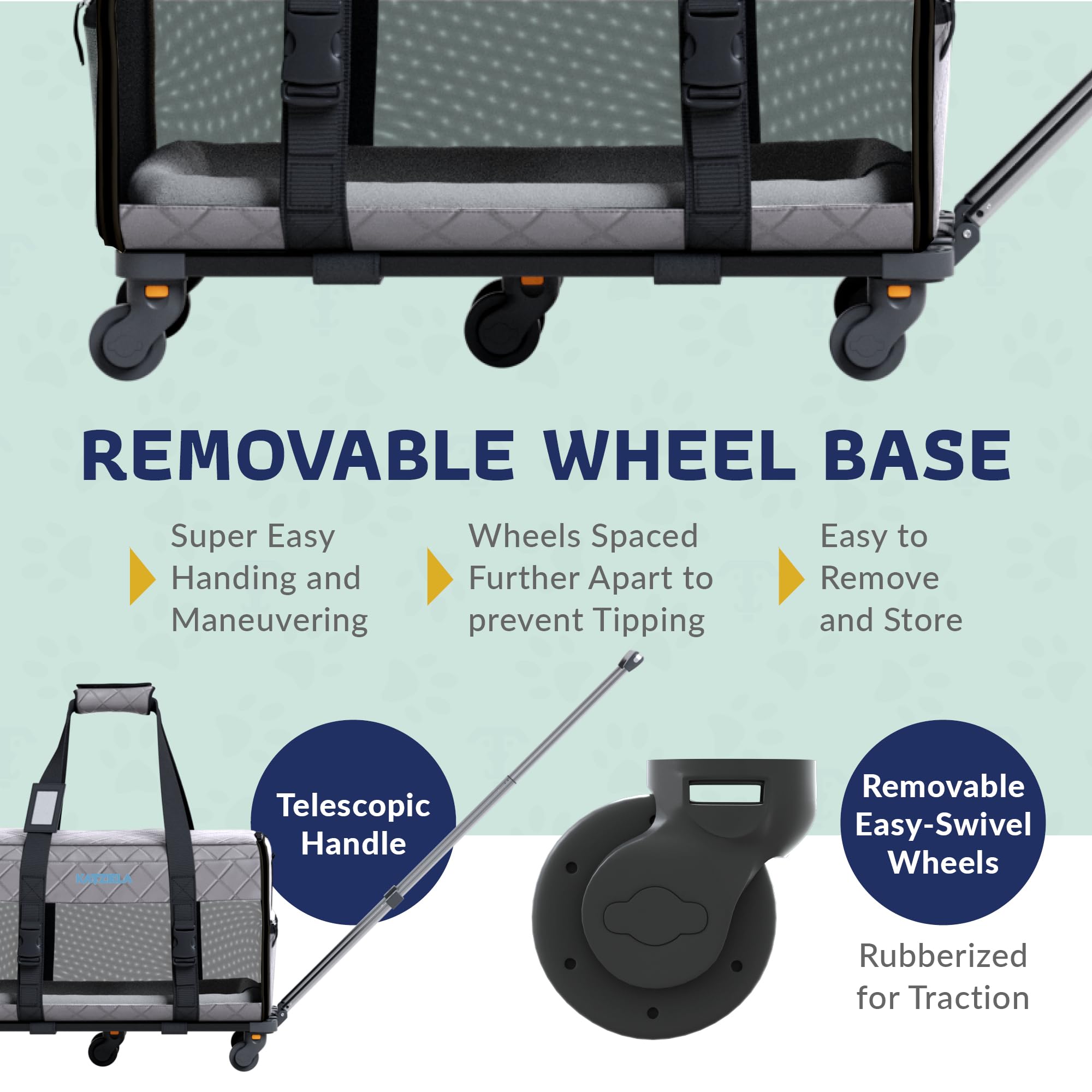 TSA Approved Airline Pet Carrier with Wheels for Small to Medium Dogs & Cats - Lightweight Rolling Dog Carrier for Air Travel - Dark Grey Pet Travel Bag for Cabin & Car Use