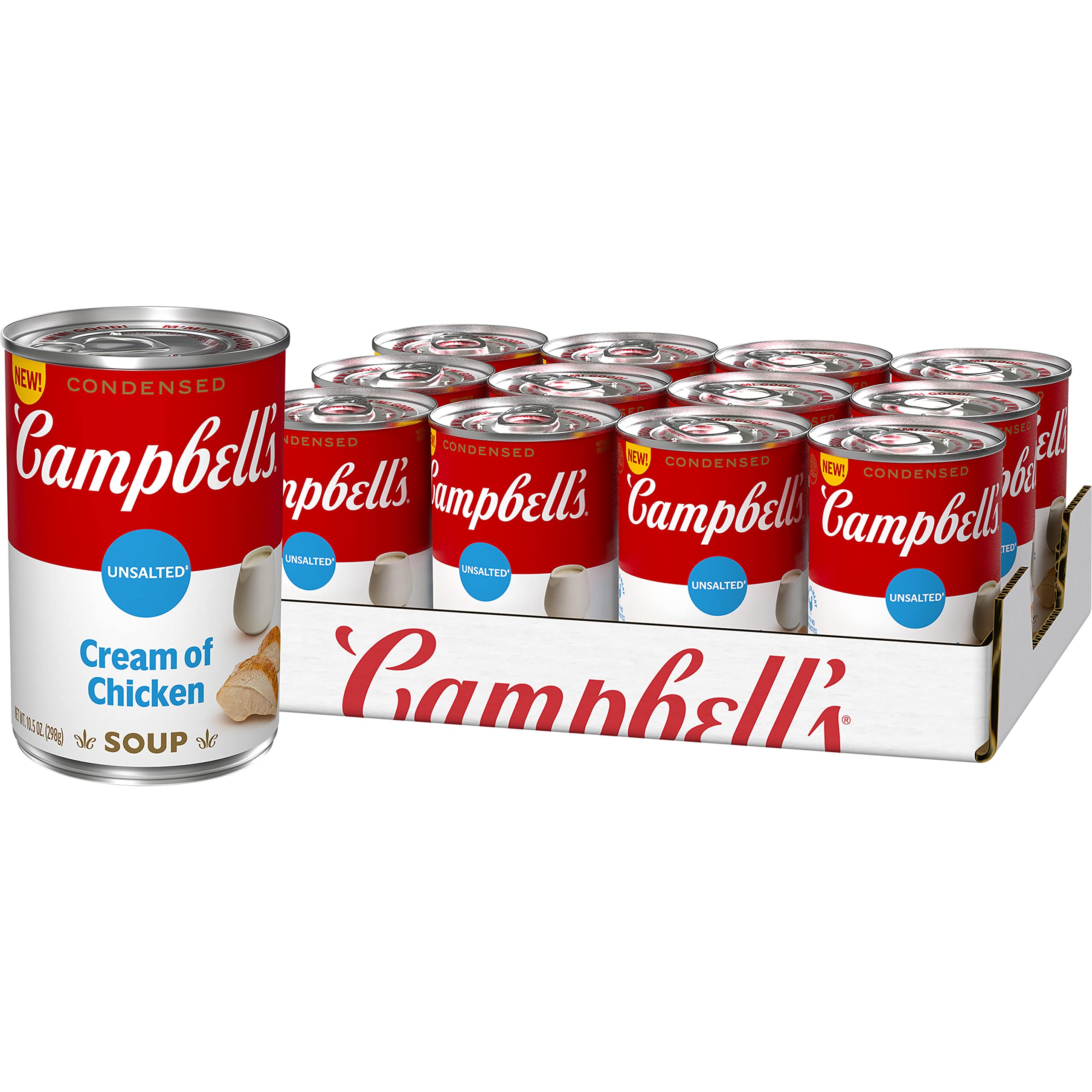 Campbell's Condensed Unsalted Cream of Chicken Soup - 10.5 oz Can (Pack of 12) | Healthy Cooking Ingredient for Casseroles, Soups & Recipes | Perfect for Home Chefs & Meal Prep