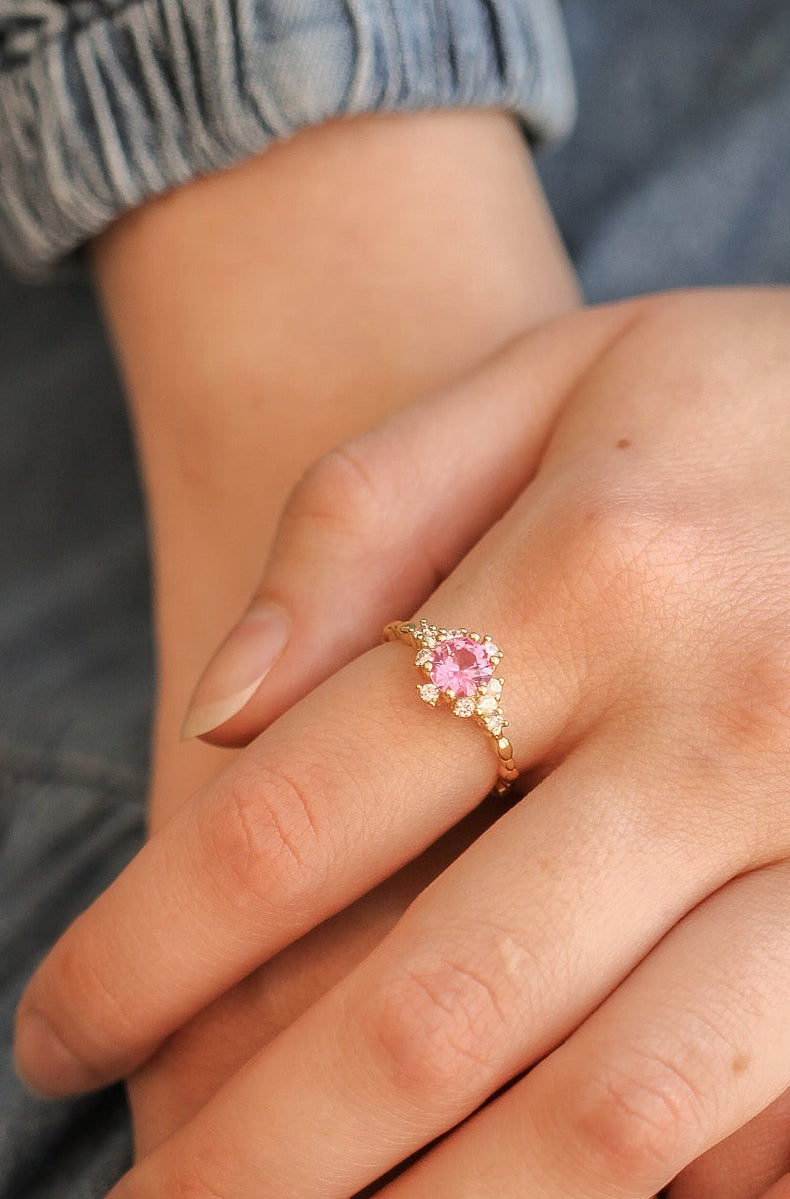 Pink Sapphire Calliope Ring | Elegant Sterling Silver Jewelry for Women | Perfect for Weddings, Anniversaries & Special Occasions