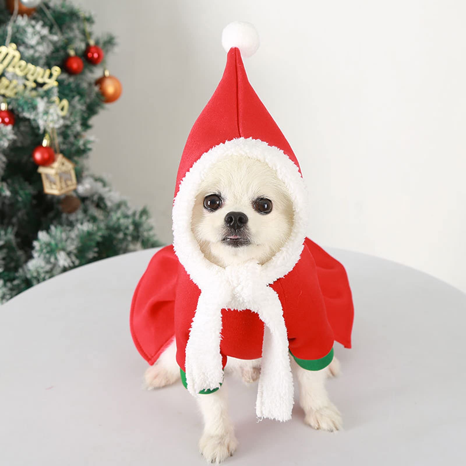 2 Pack Winter Dog Sweater with Hat - Couple Outfit for Small & Medium Dogs | Warm Puppy Shirt Costume & Princess Dress Coat (2XL, Red) - Perfect for Cold Weather Walks, Christmas Photos & Indoor Cozy Wear