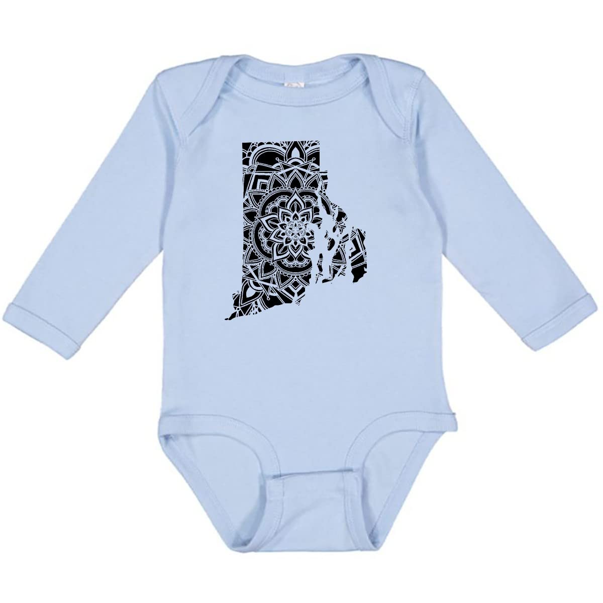 Inktastic Rhode Island Silhouette Mandala Print Long Sleeve Baby Bodysuit - Soft Cotton Onesie for Newborns & Infants - Perfect for Family Outings, Photo Shoots & Casual Wear