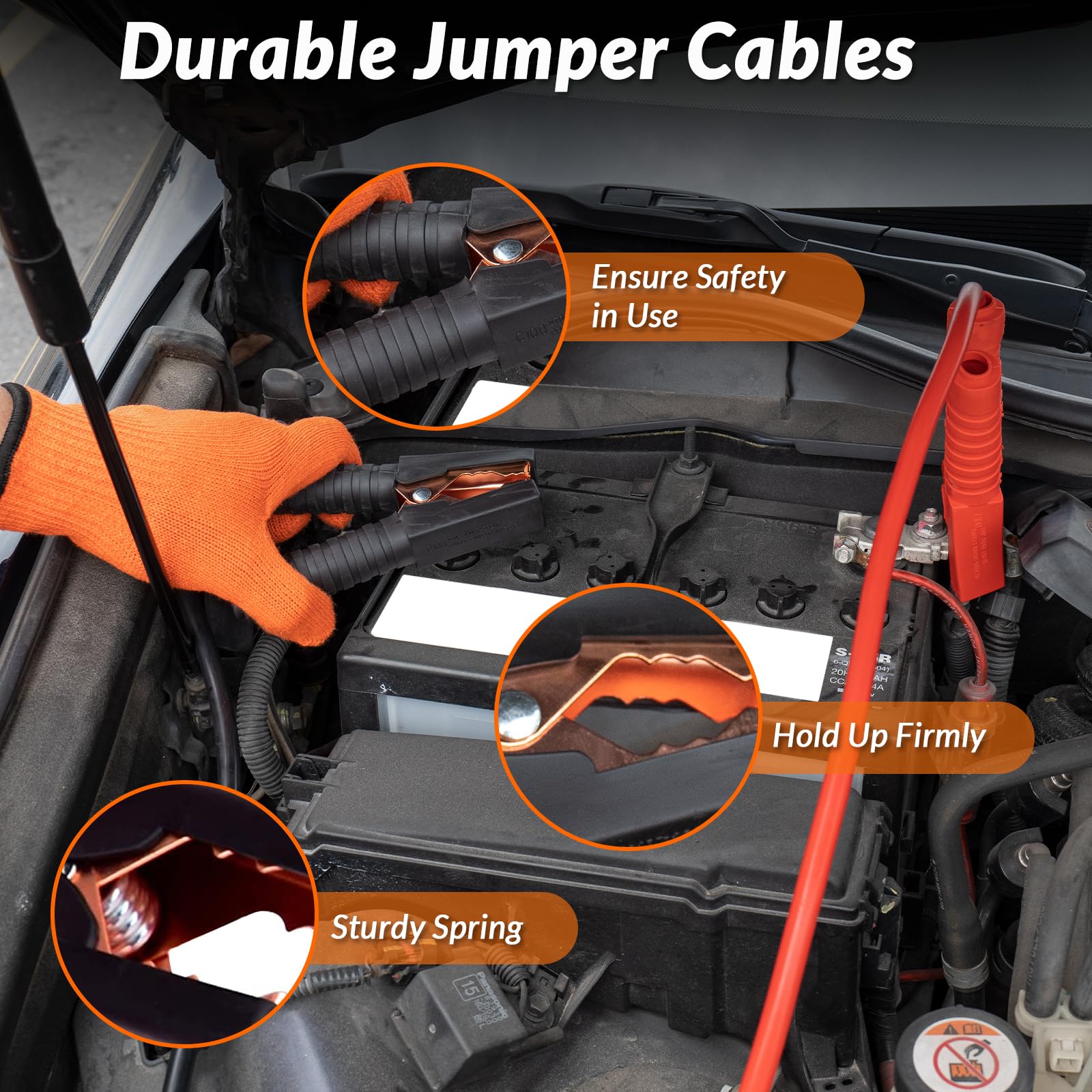 128-Piece Car Emergency Kit with Jumper Cables, Tow Strap & First Aid - Essential Roadside Assistance Vehicle Safety Kit for Women & Men - Perfect for Travel, Camping & Winter Driving