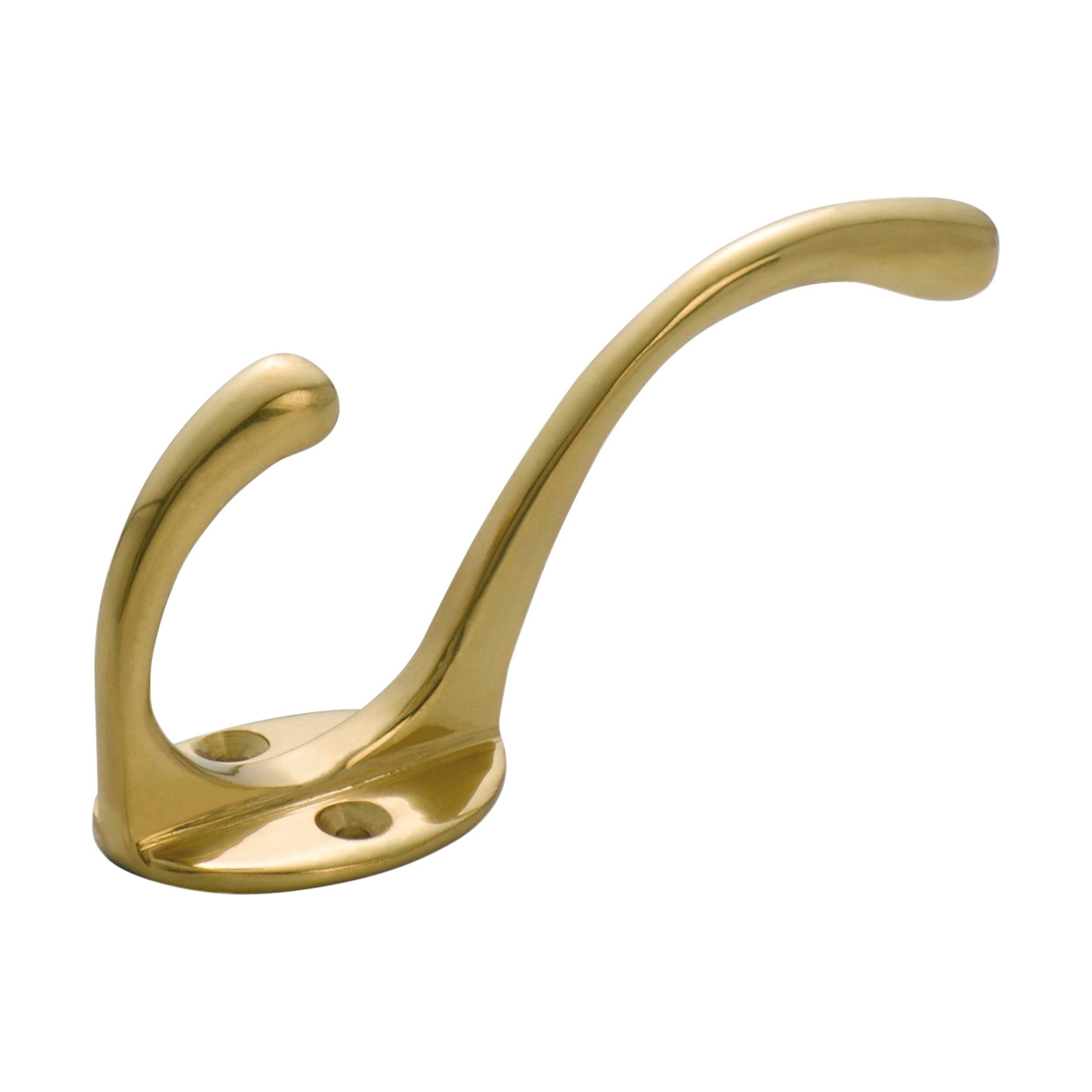 Victorian Style Polished Brass Coat Hook - 4.33