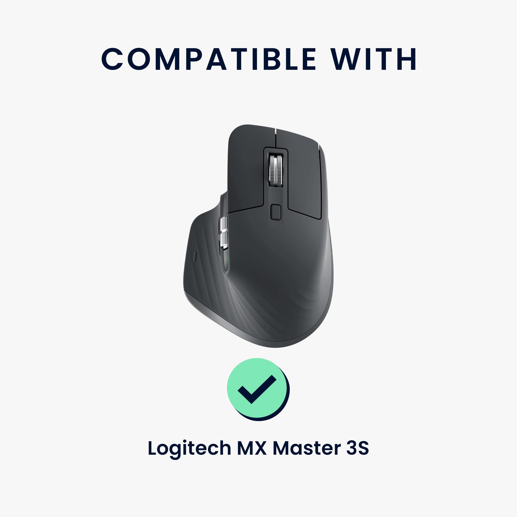 kwmouse Non-Slip Faux Leather Grip Tape for Logitech MX Master 3S Mouse - Black | Enhanced Control & Comfort for Gaming, Office Work & Long Computing Sessions