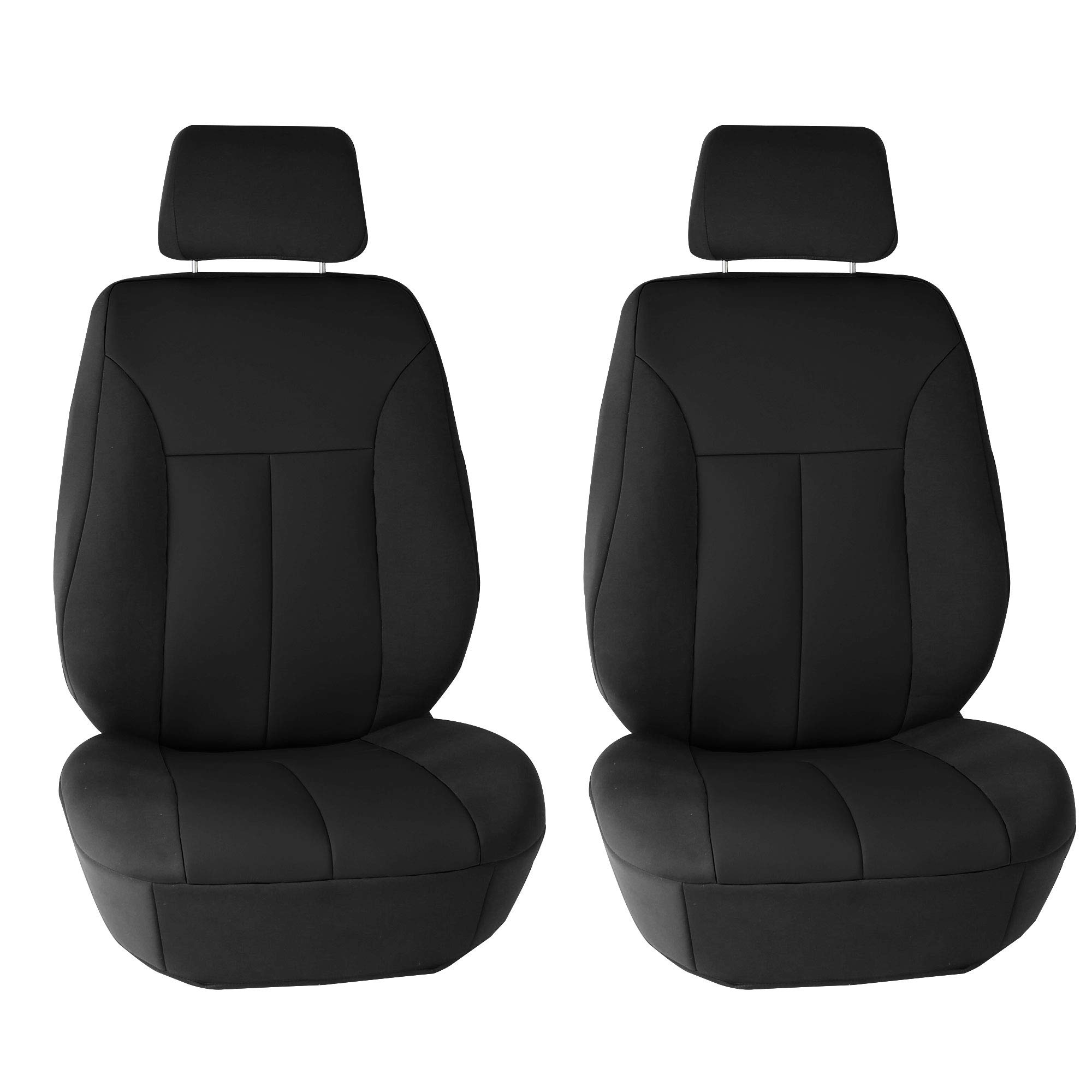 TLH Universal Car Front Seat Protectors - Airbag Compatible Neoprene Seat Covers with Ultraflex High Stretch Design (Black) - Perfect for Daily Commuting, Road Trips & Protecting Leather Seats