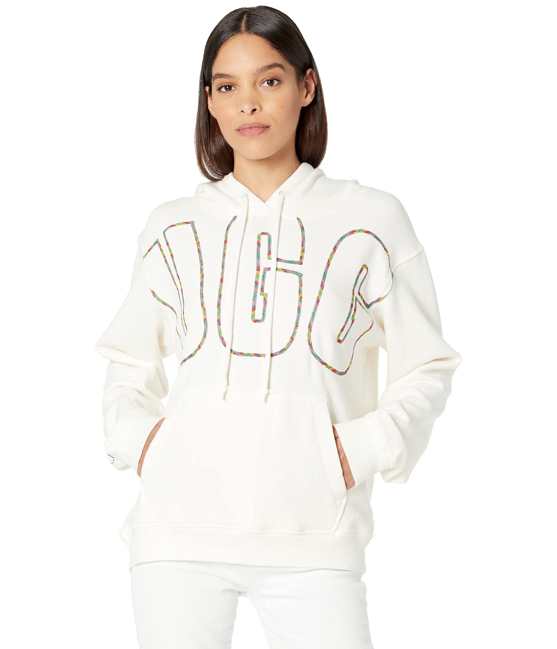 UGG Women's Pride Tatiana Cropped Hoodie - Cozy Fleece Pullover with Front Pocket | Perfect for Casual Outfits, Lounging & Fall Layering