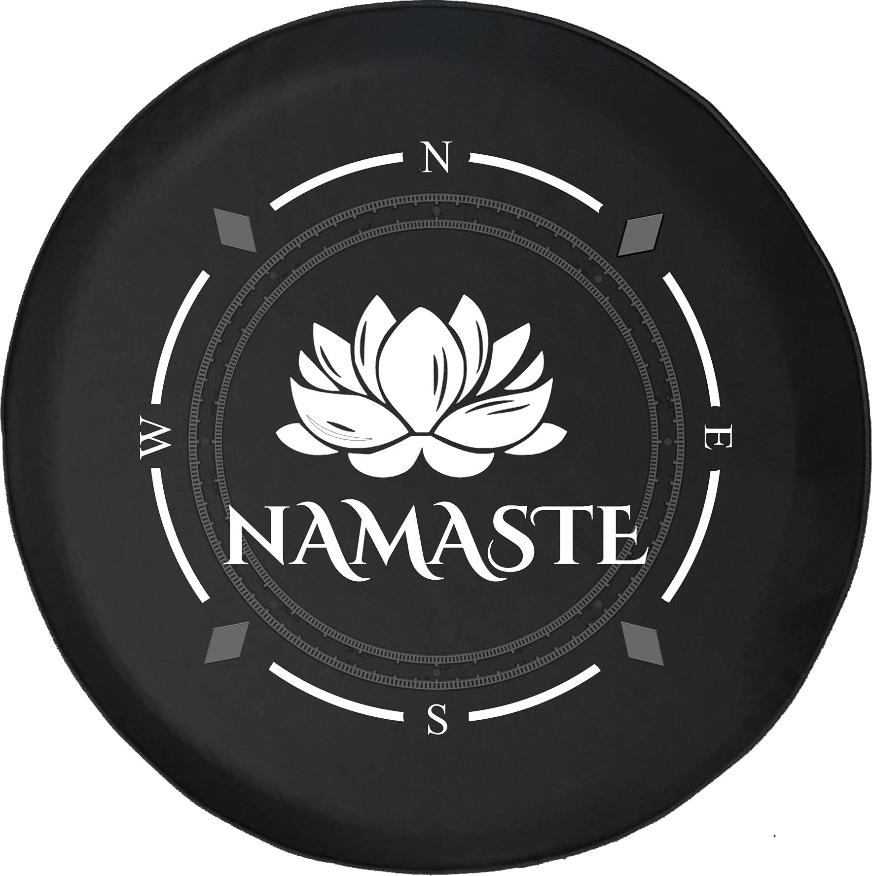Premium American Unlimited Spare Tire Cover with Compass & Namaste Lotus Design - Universal Fit for SUVs, Trailers, RVs & Most Vehicles - Perfect for Yoga Enthusiasts & Road Trips