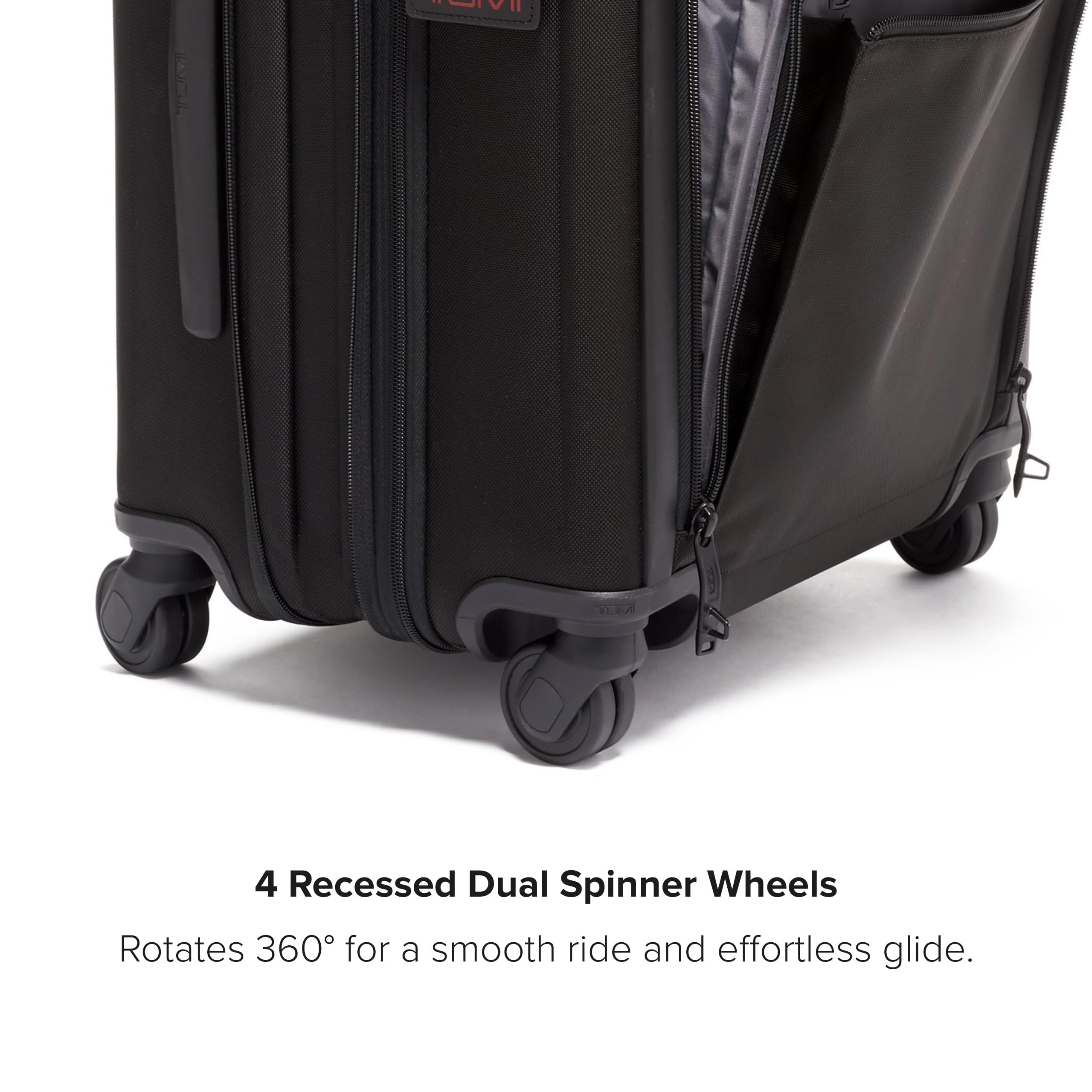 TUMI Alpha Continental Expandable 4-Wheel Carry-On Luggage with TSA Lock - Lightweight Compact Travel Suitcase for Business & Vacation - Black Tracer Edition (Perfect for Air Travel & Weekend Getaways)