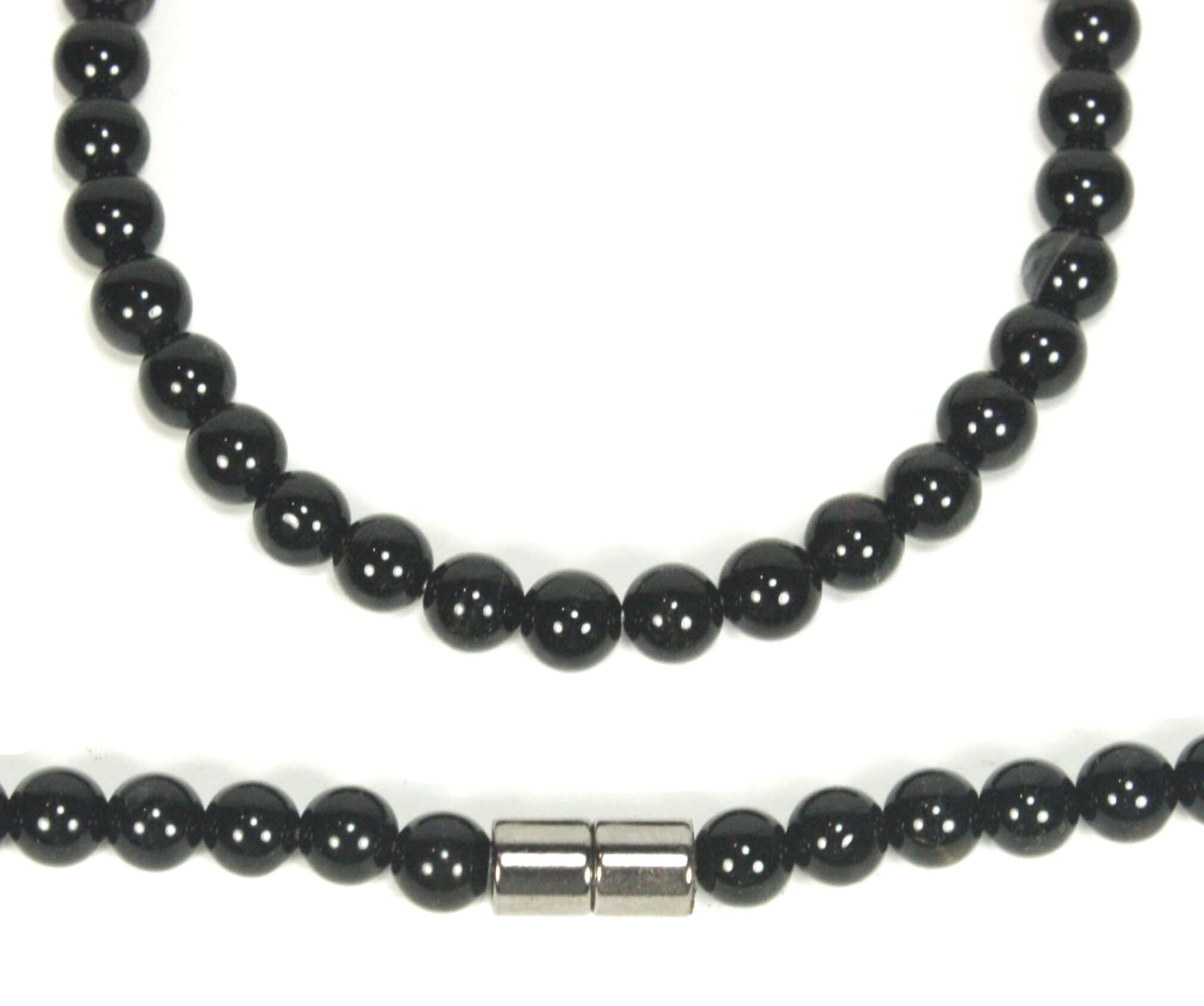 Handmade Black Onyx Crystal Necklace for Men & Women - Genuine Gemstone Beaded Mala Choker with 6mm Beads, 19