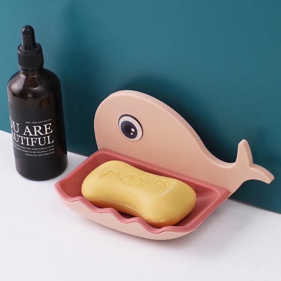 UCRAVO 2 Pack Kids Soap Dish with Suction Cup - Plastic Self Draining Soap Holder for Shower Wall, Fish Shaped Bathroom Soap Tray - Perfect for Kids Bathroom, Nursery, and Travel Use