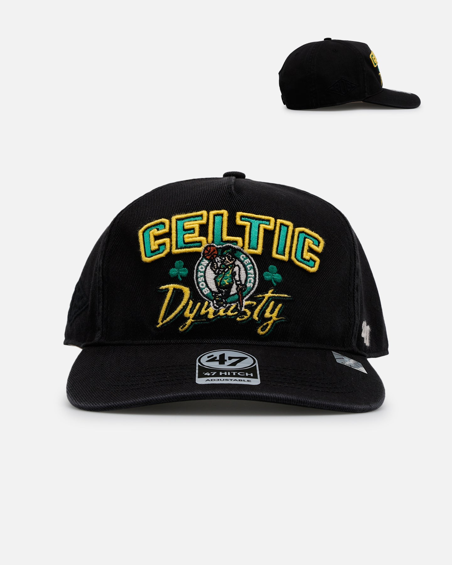 47 Brand Boston Celtics 'NBA Trophy Case' Premium Hitch Snapback Black Hat for Men - Official NBA Licensed Adjustable Baseball Cap for Sports Fans & Streetwear Fashion