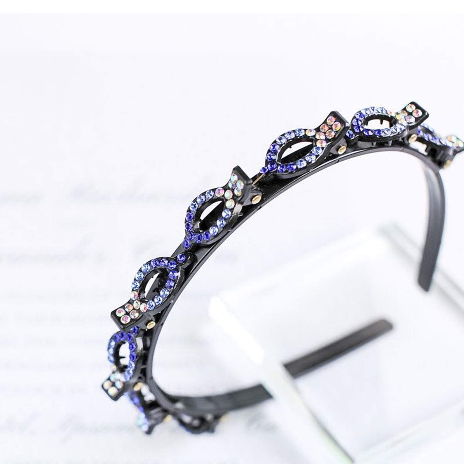 Rhinestone Hair Bands for Women & Girls – Double Bangs Hair Accessories, Korean Braided Headbands with Clips, Twist Headbands for Styling – Perfect for Parties, Weddings & Everyday Fashion