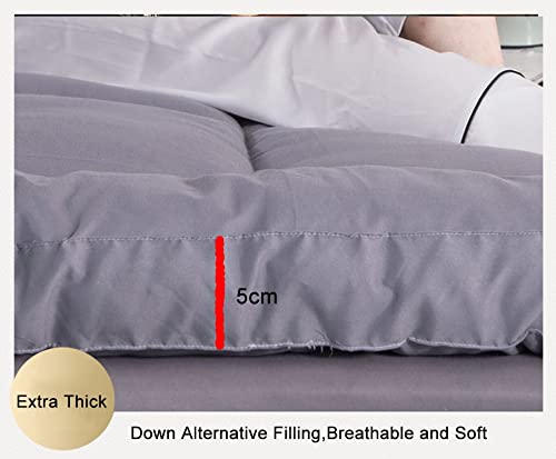 Cooling Mattress Topper Twin Size - Pillowtop Bed Topper with Anchor Bands, Soft Down Alternative Filling, Breathable Mattress Pad Cover (200x220cm, White) for Day Beds, Guest Rooms & Dorm Comfort