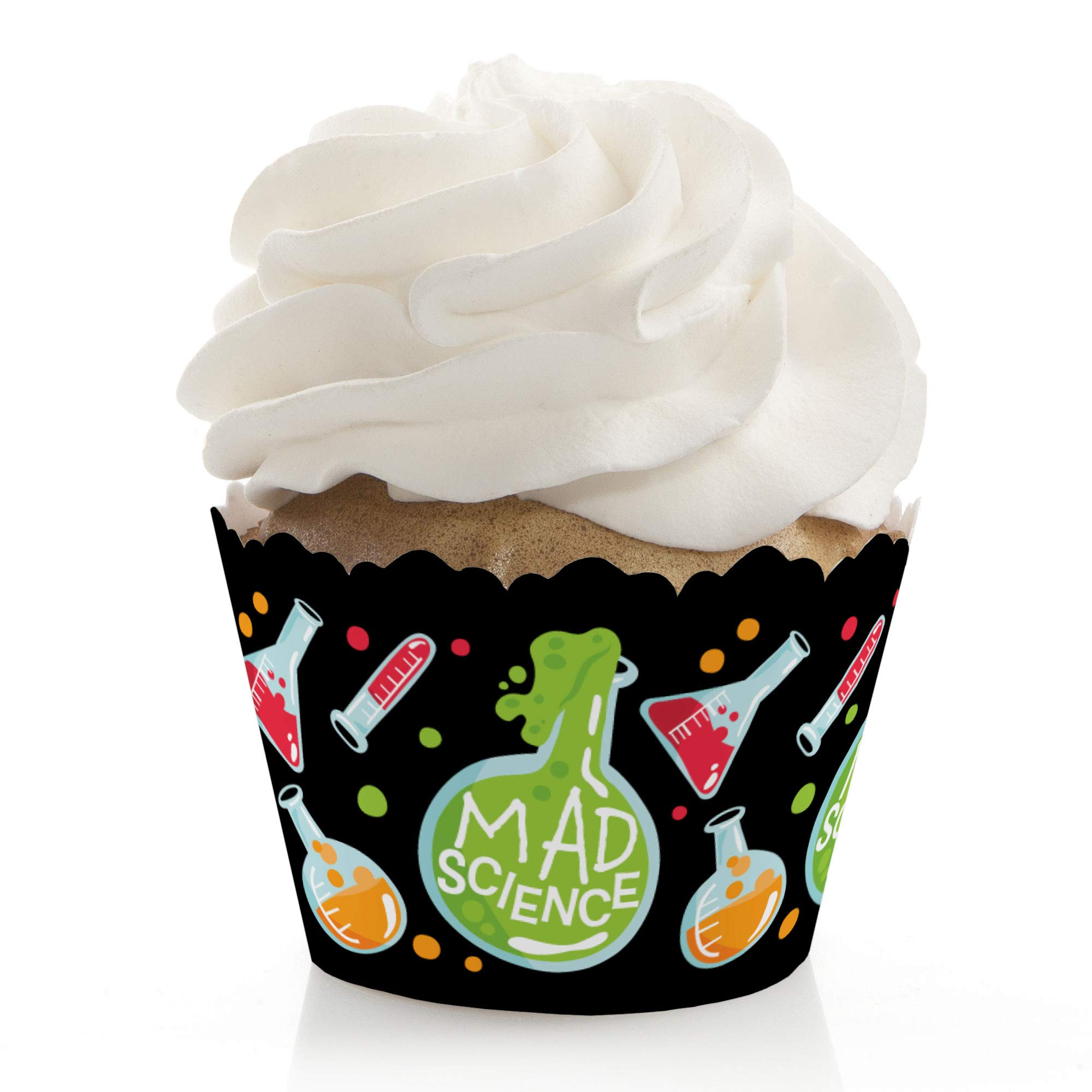 Big Dot of Happiness Scientist Lab Party Decorations - 12-Pack Cupcake Wrappers for Baby Shower & Birthday Celebrations - Perfect for Science Themed Parties, Classroom Activities & STEM Events