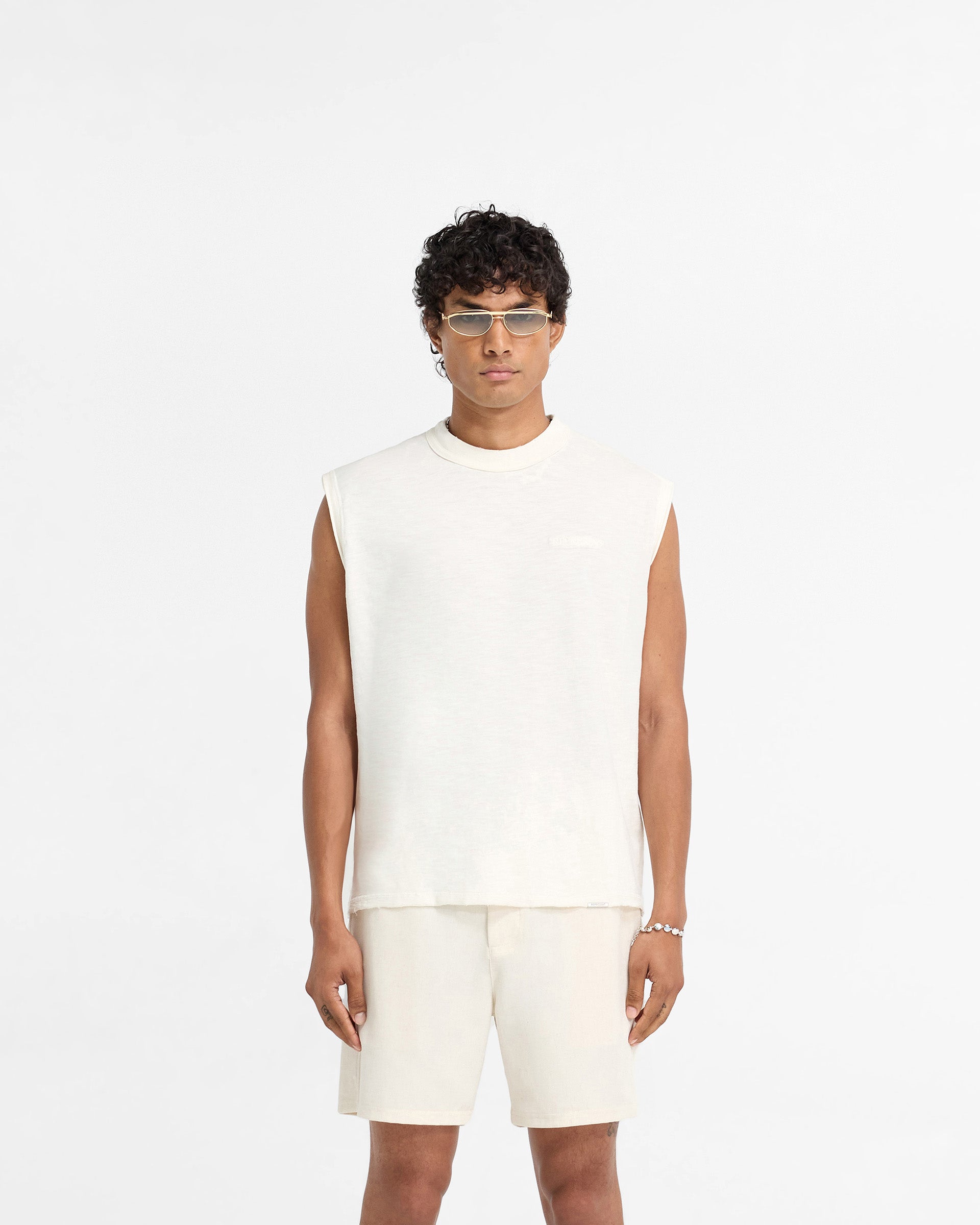 Slub Tank Top for Women - Soft Cotton Casual Tee - Flat White | Perfect for Summer Outfits, Beach Wear & Layering