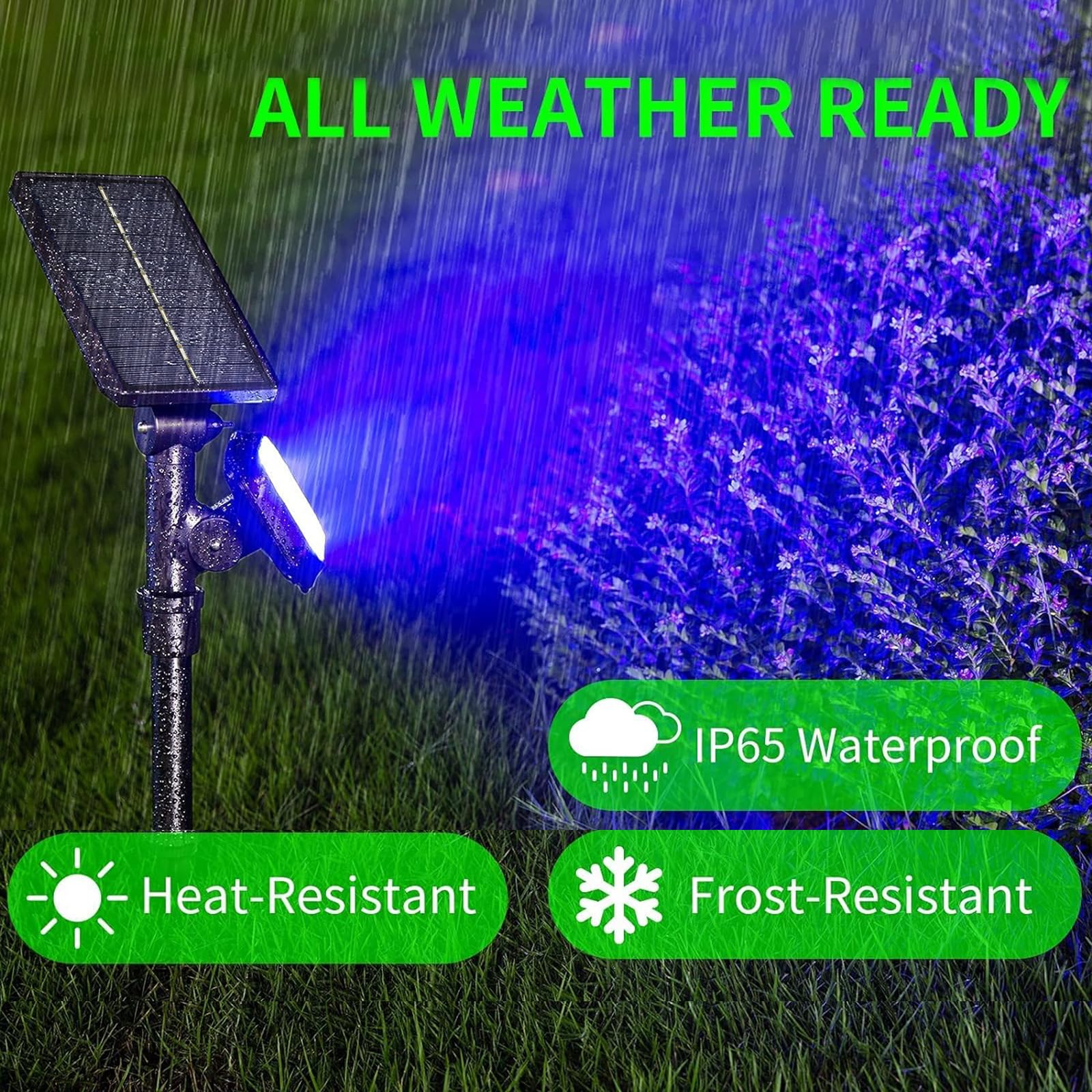 JSOT Solar Spot Lights - Waterproof Outdoor Solar Powered Landscape Lighting for Garden, Yard, Pathway | Energy-Efficient Green Light for Nighttime Safety & Ambience