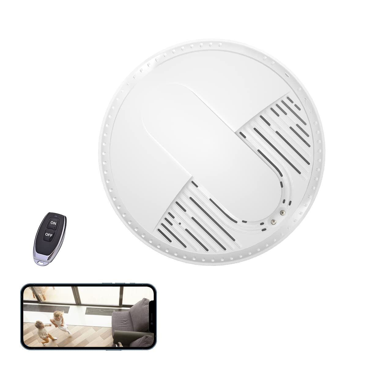 Lizvie 1080P HD Hidden Camera in Wall Smoke Detector - Wireless WiFi Security Camera with Night Vision, Motion Detection, Remote Control, iOS/Android Support for Home/Office Surveillance