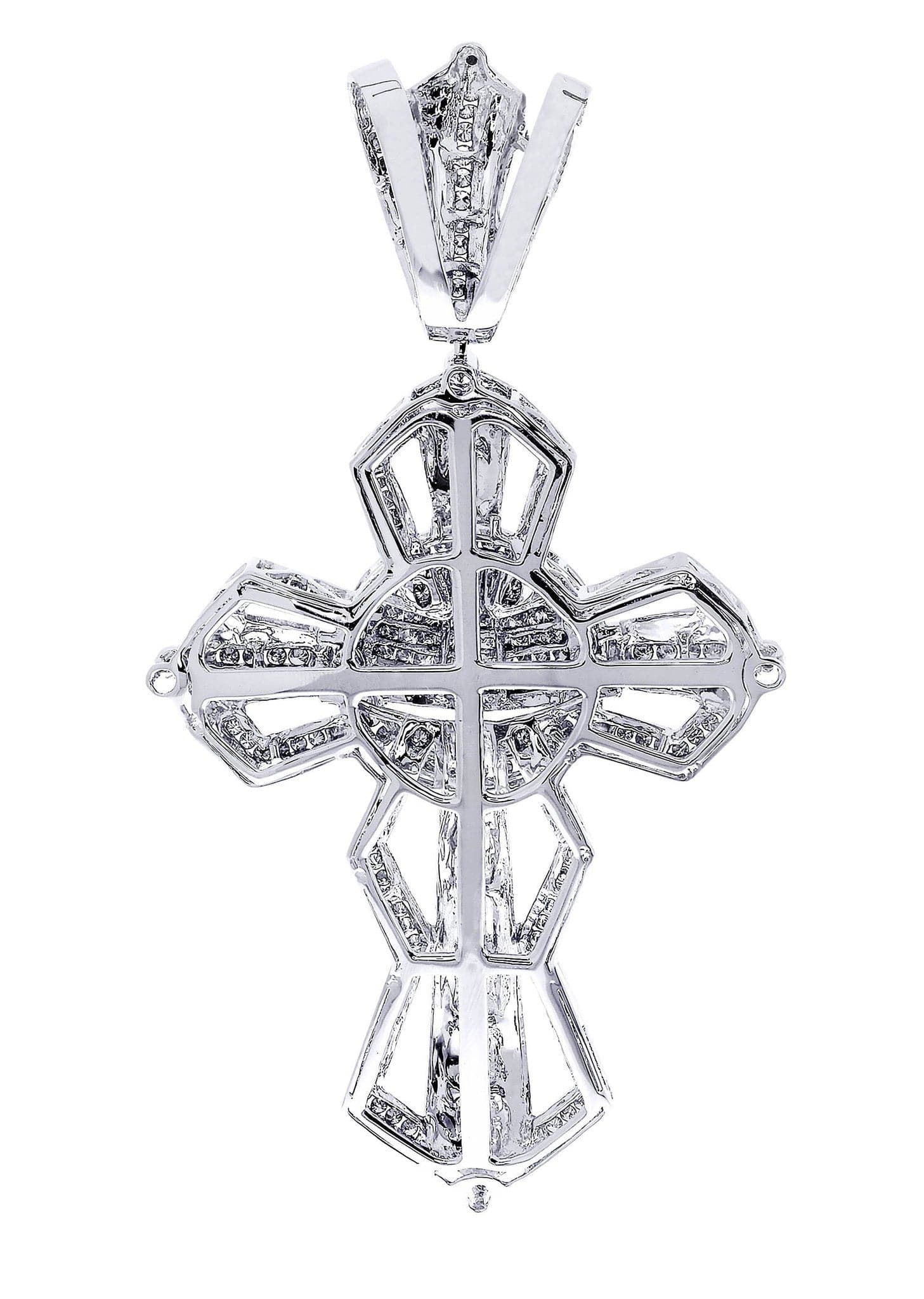 3.55 Carat Diamond Cross Pendant Necklace - 31.62 Grams Solid Gold Religious Jewelry for Women - Perfect for Baptism, First Communion & Special Occasions