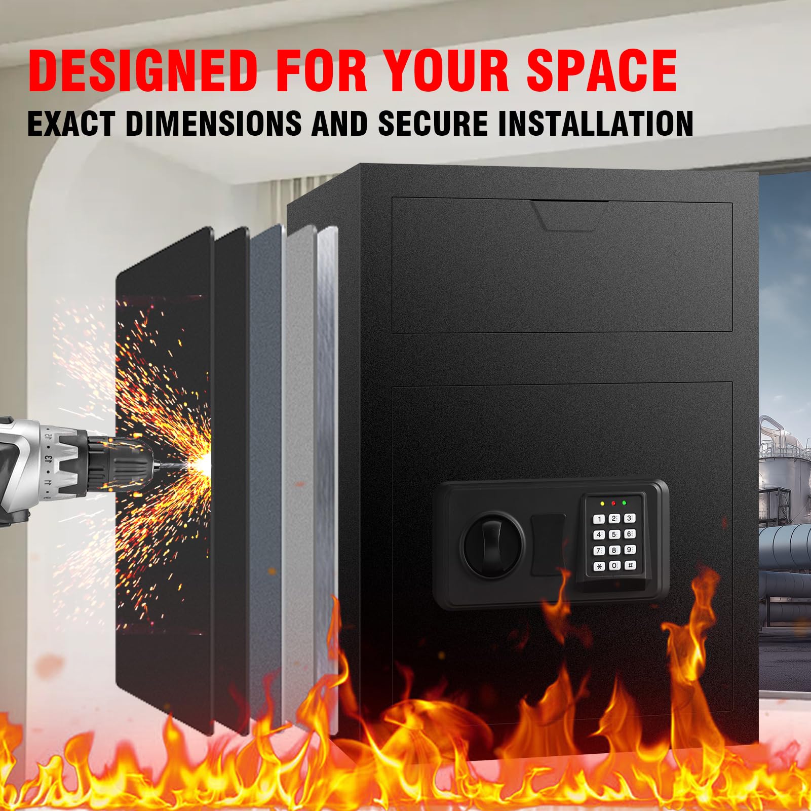1.7 Cubic Foot Fireproof Deposit Safe Box with Drop Slot - Business Depository Safety Box with Combination Lock for Cash, Money, Mail, Keys & Guns - Wall or Floor Mountable - Ideal for Offices, Retail Stores & Home Security