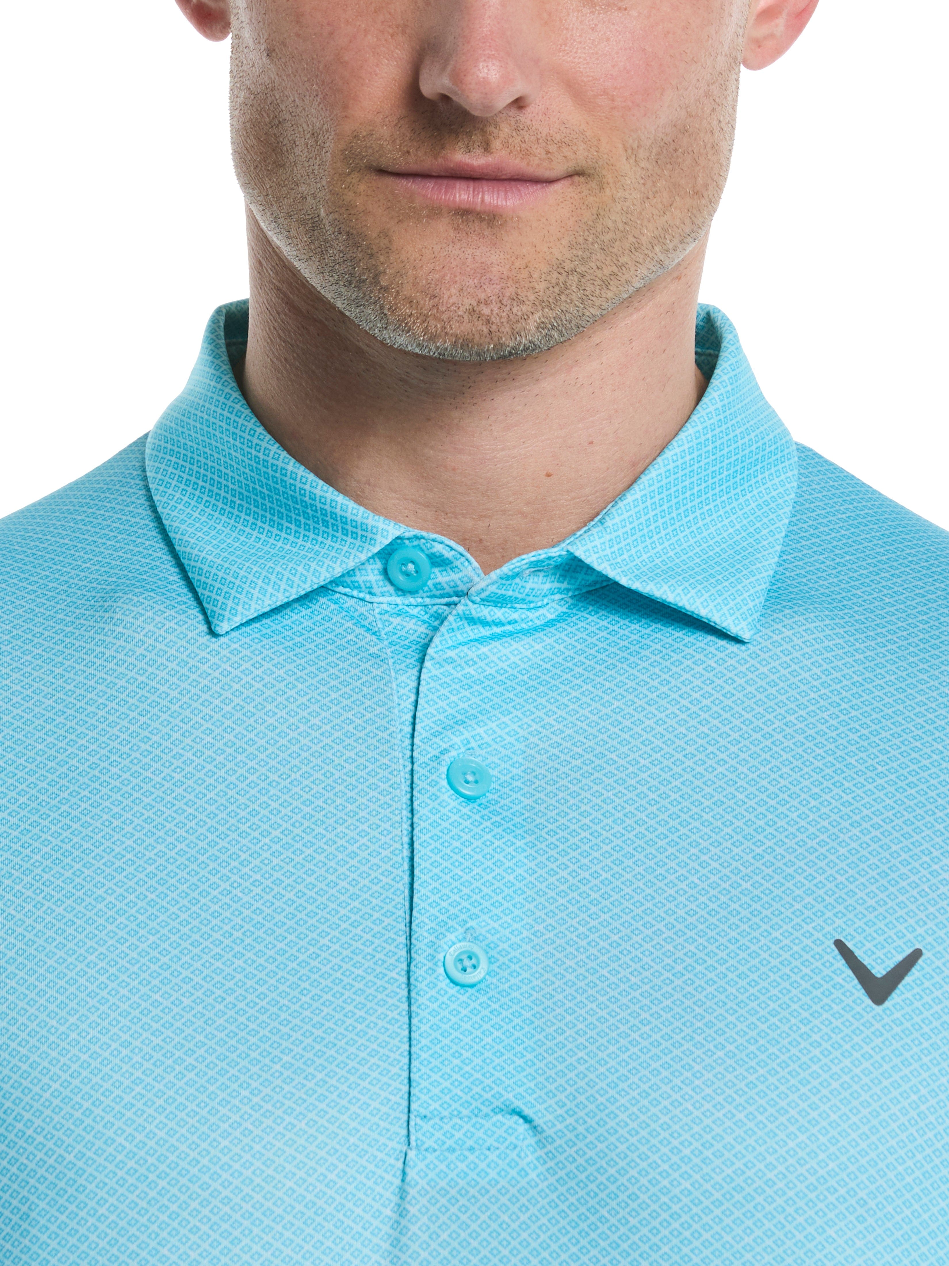 Men's Heather Geo Print Golf Polo Shirt - Breathable Quick-Dry Performance Tee for Golf, Casual Wear & Outdoor Activities