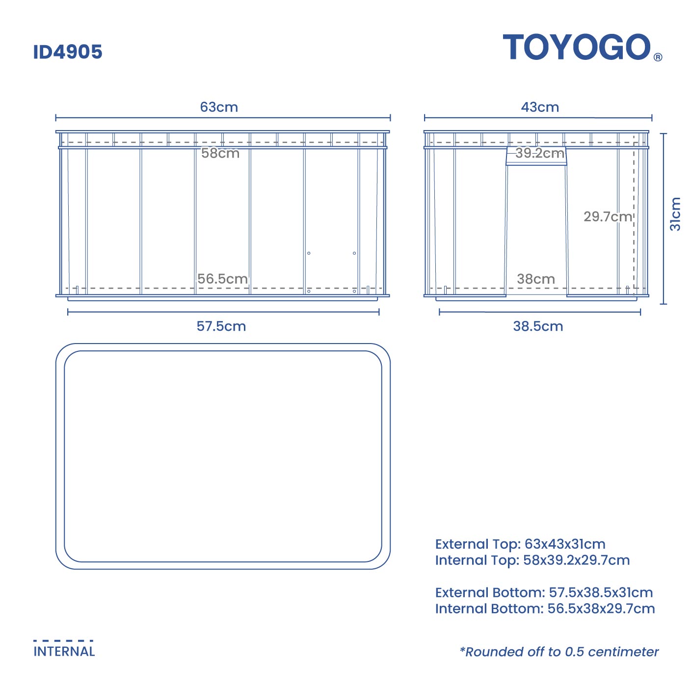 Heavy Duty Industrial Storage Box ID4905 - Durable Plastic Container for Warehouse, Garage & Workshop Organization