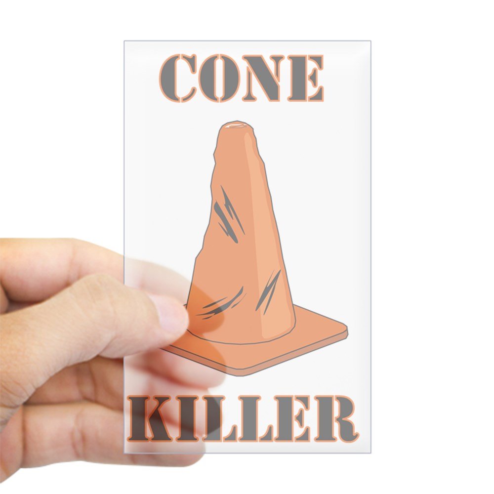 Cone Killer Rectangle Sticker - Durable Vinyl Bumper Sticker for Cars, Laptops & Windows - Funny Car Decal for Automotive Enthusiasts - Perfect for Road Trips, Car Shows & Personalizing Vehicles