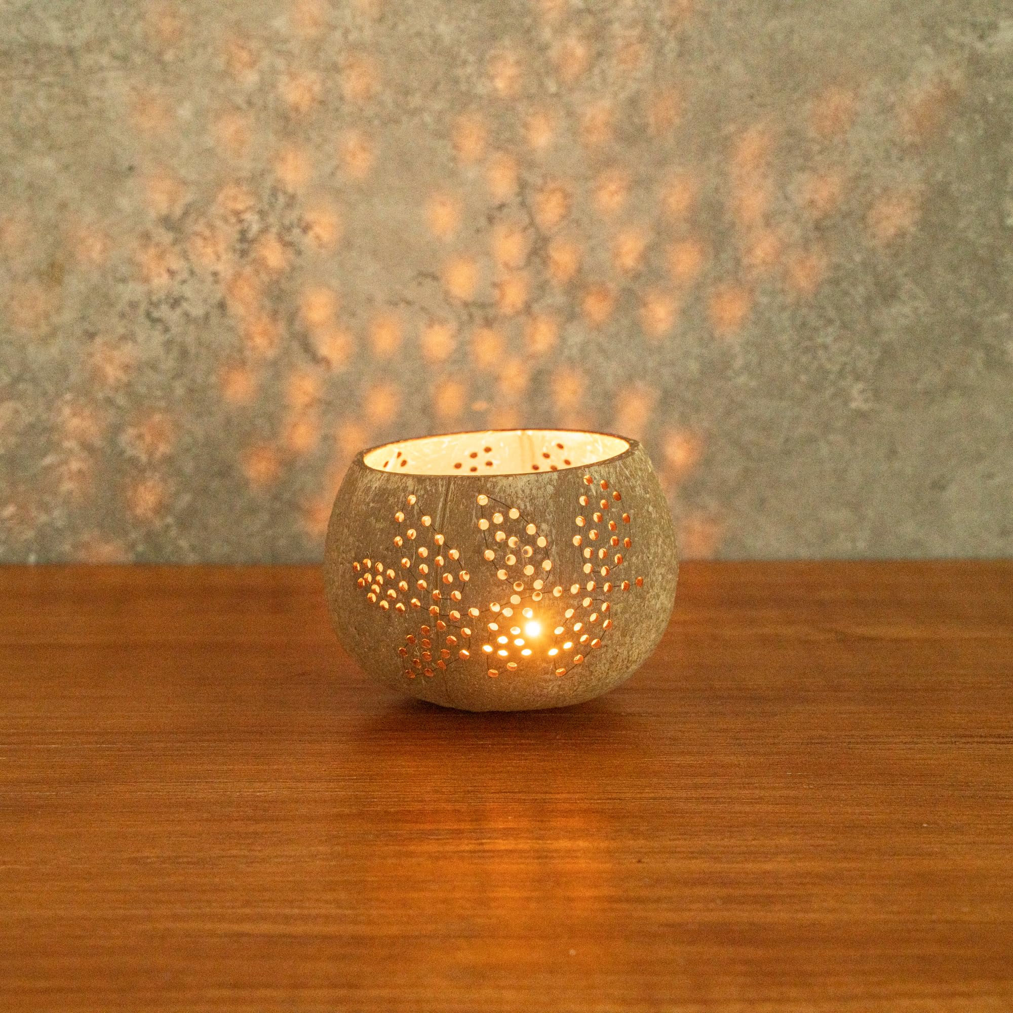Handcrafted Coconut Shell Candle Holders - 4