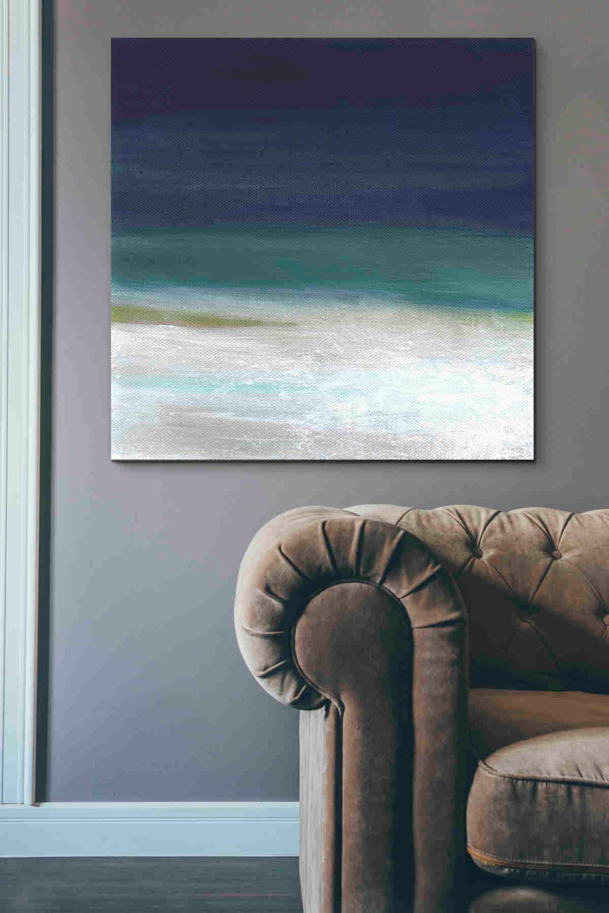 Beach IV by Linda Woods - 37x37 Inch Coastal Canvas Wall Art for Living Room, Bedroom & Beach House Decor