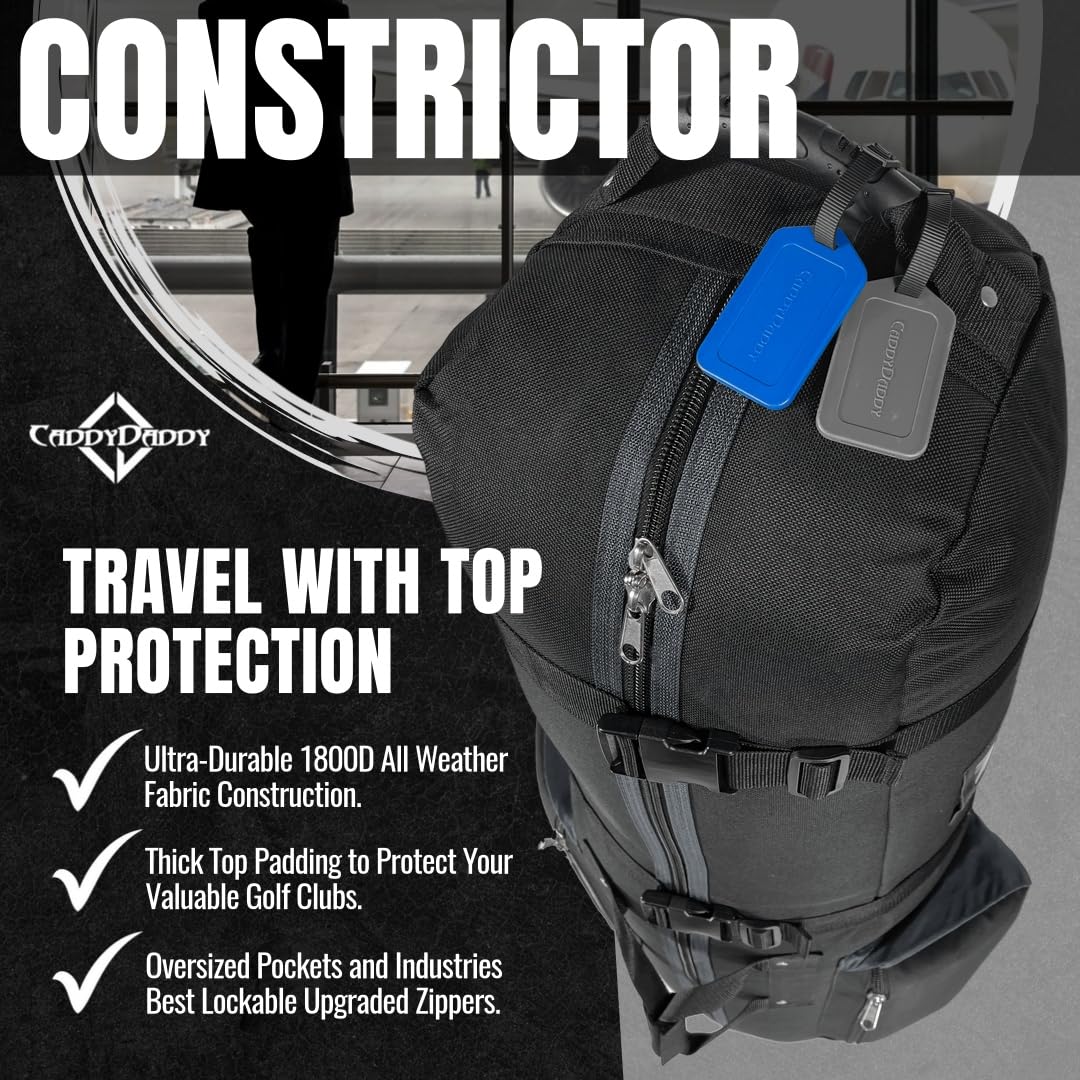CaddyDaddy Constrictor Soft-Sided Golf Travel Bag with Padded Top, Wheels & Lockable Zippers - Airline Approved Golf Club Case for Secure Transport | Perfect for Air Travel, Golf Vacations & Tournament Trips | 1 Year Warranty Included
