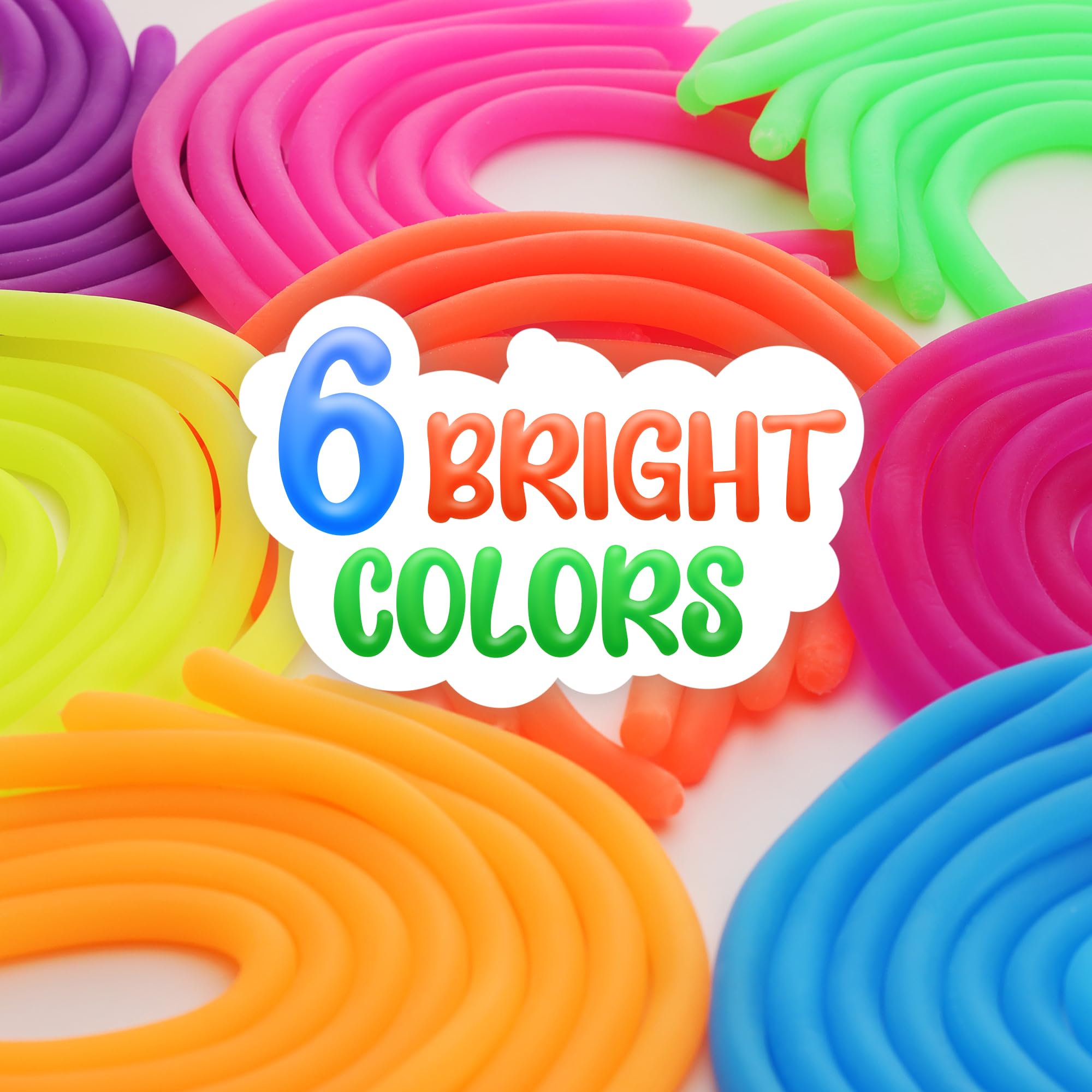 12 Pack Stretchy Monkey Noodles Sensory Toys for Kids - Fidget Toys for Autism, ADHD & Stress Relief - Stretchy String Party Favors for Classroom, Easter & Treasure Box - Fun Sensory Play for Toddlers & Children