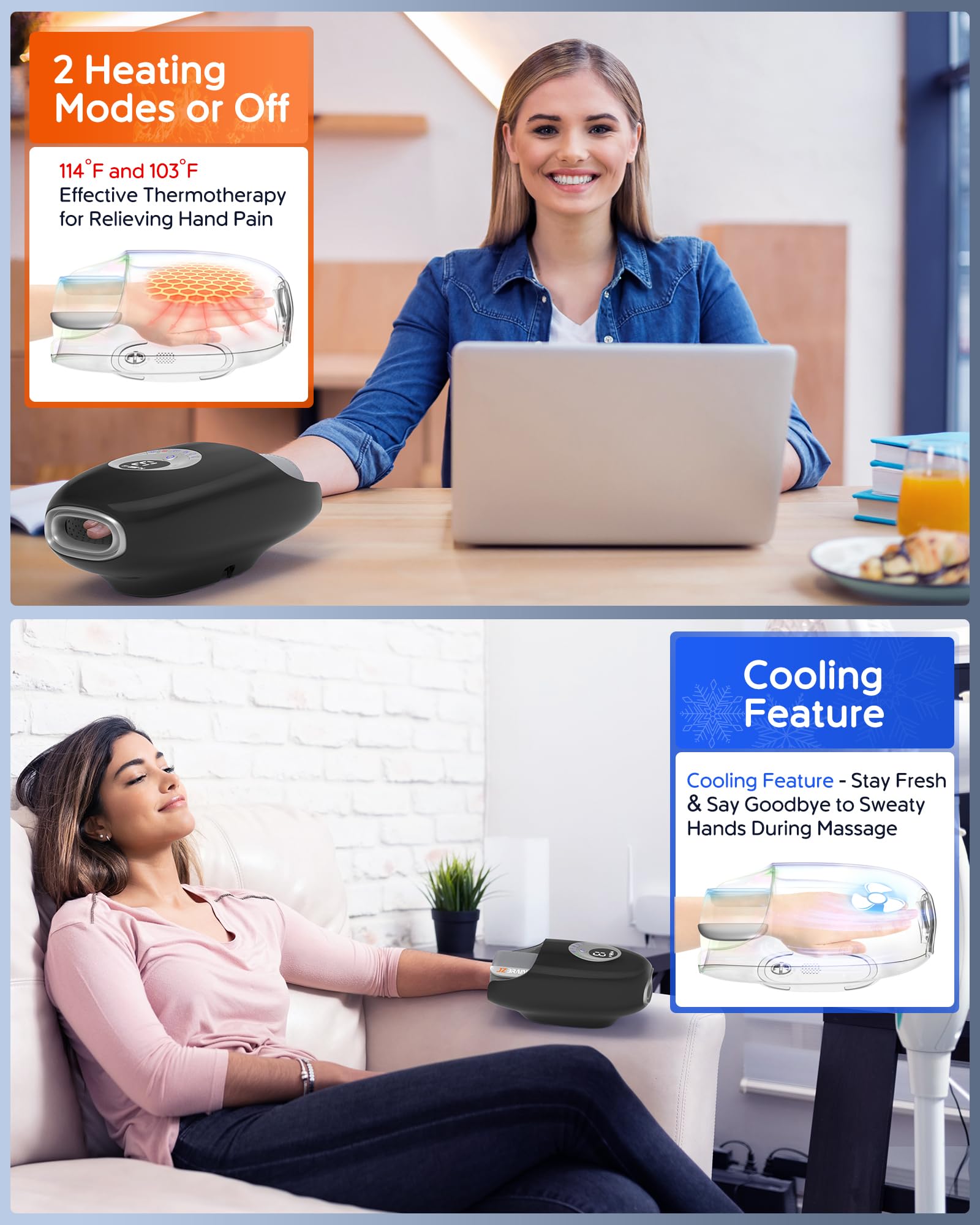 Heated Hand Massager with Compression - Full Hand & Wrist Massage with Kneading Rollers for Arthritis Pain Relief, Relaxation & Improved Circulation | HSA/FSA Eligible | Perfect for Office Workers, Seniors & Carpal Tunnel Sufferers