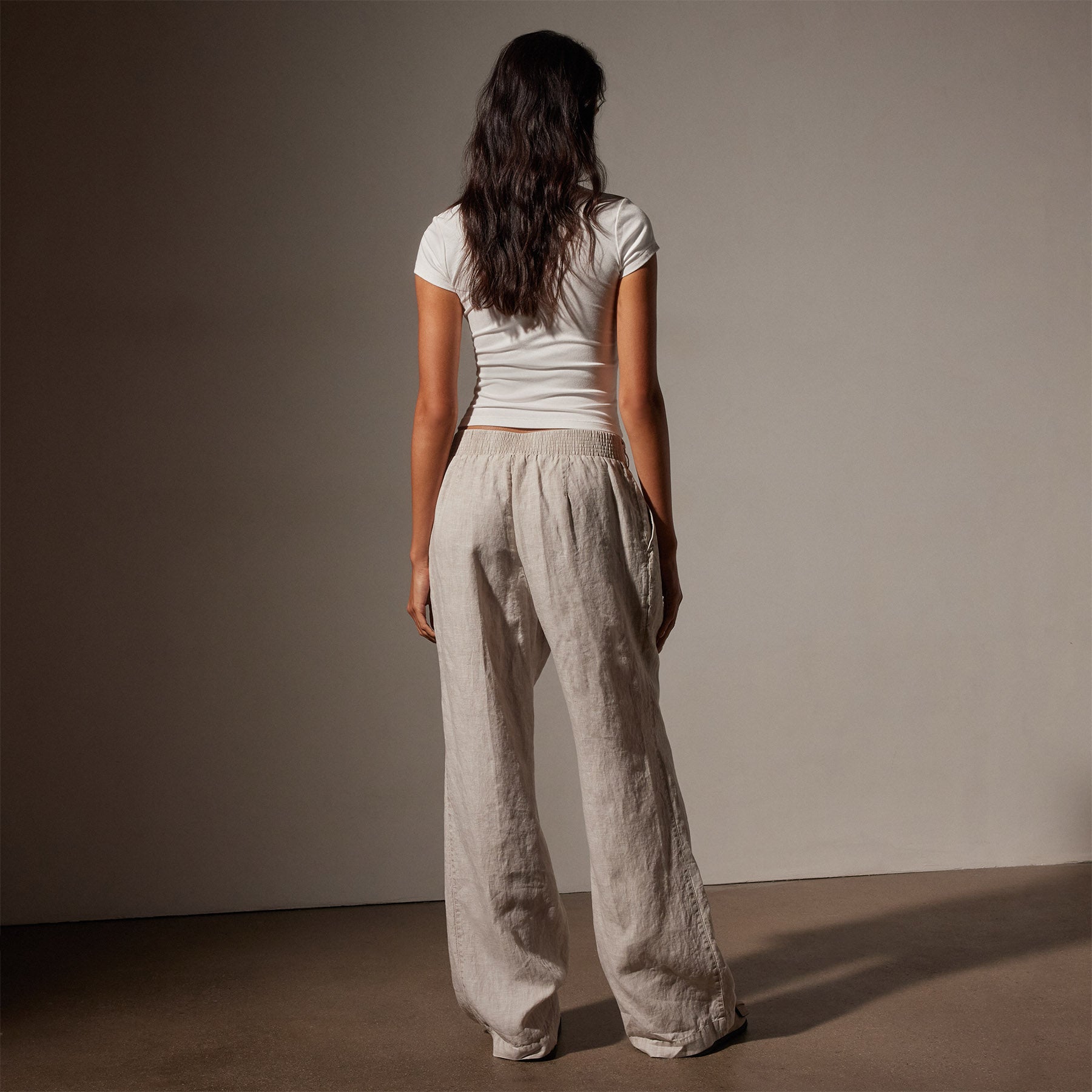 Linen Pleated Pants for Women - High Waisted Wide Leg Trousers in Salt Pigment | Comfortable Summer Casual Pants for Office, Travel & Everyday Wear