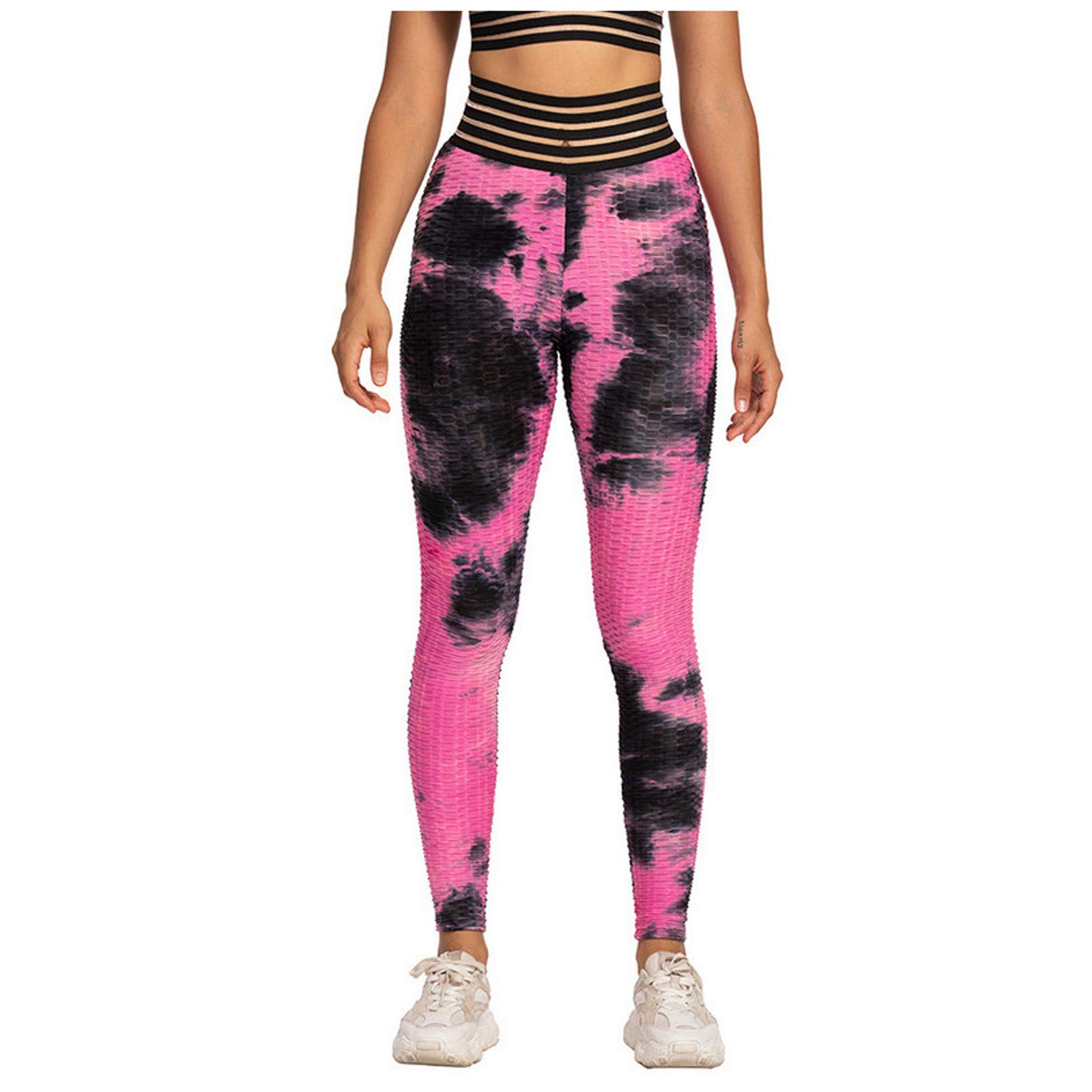 Tie Dye Yoga Pants for Women - Jacquard Bubble Leggings for Fitness & Workouts